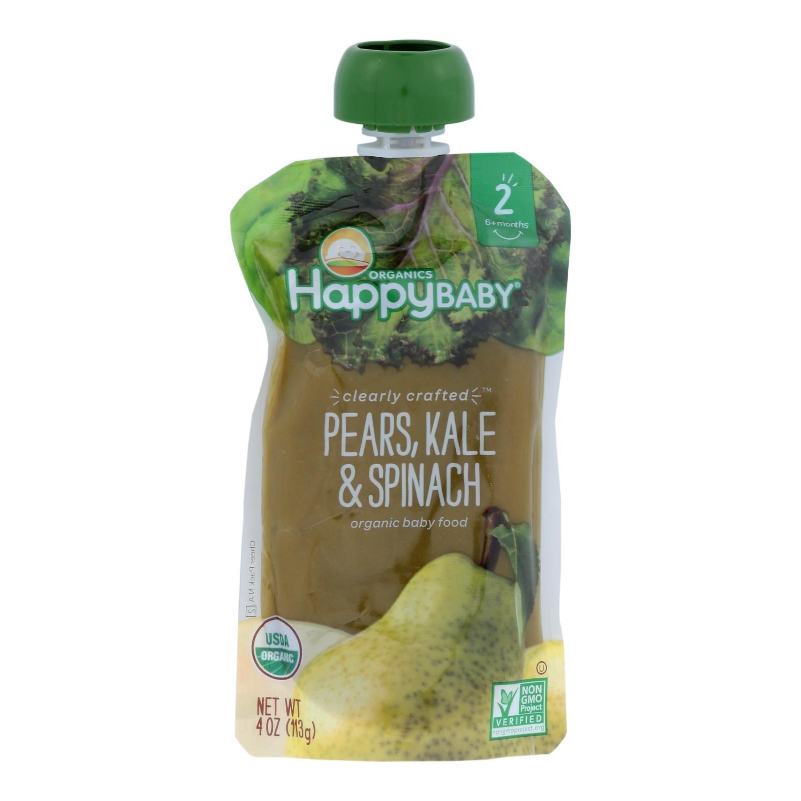 Happy Baby Happy Baby Clearly Crafted - Manzanas, col rizada y aguacates - Caja de 16 - 4 oz.