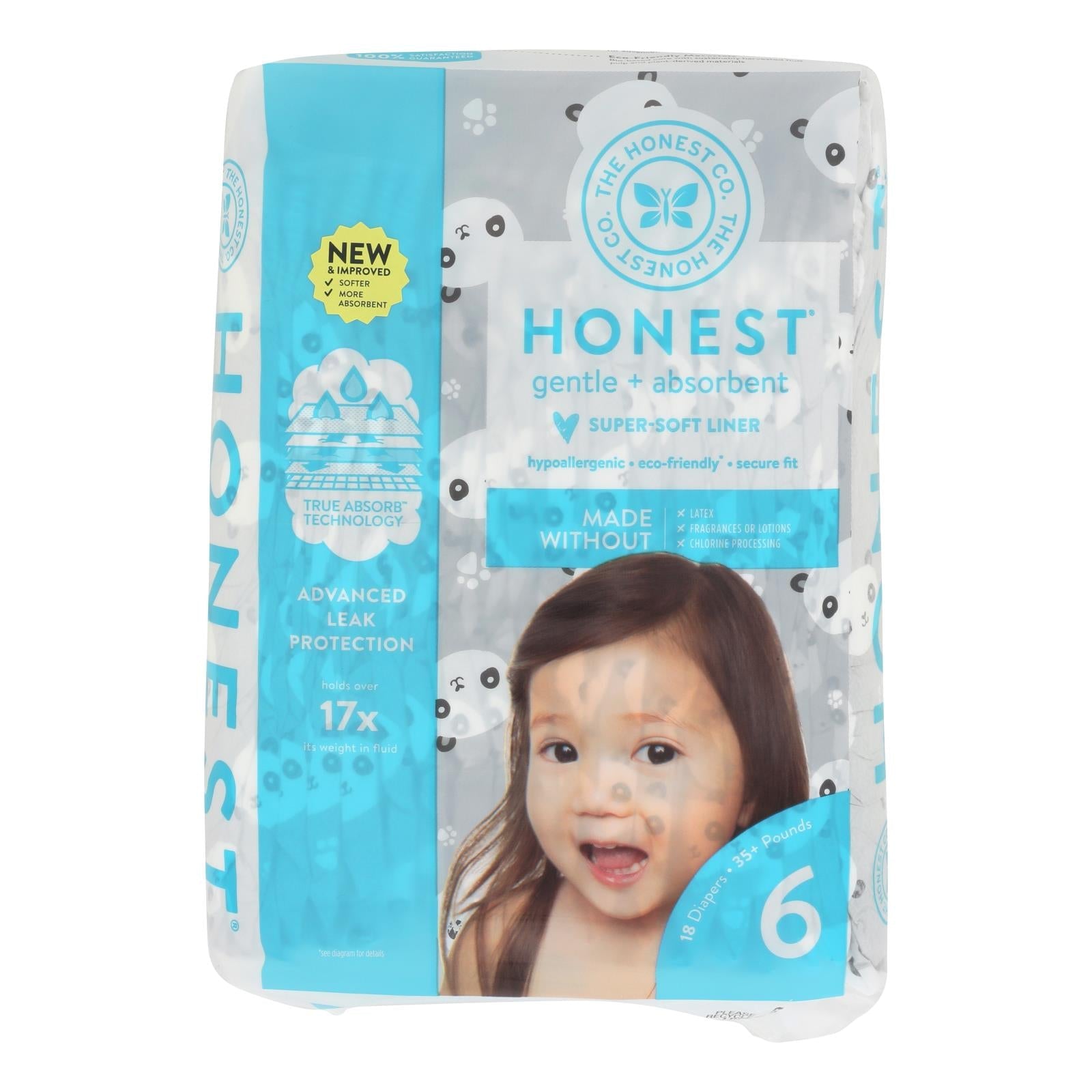 The Honest Company - Pañales talla 6 - Pandas - 18 unidades
