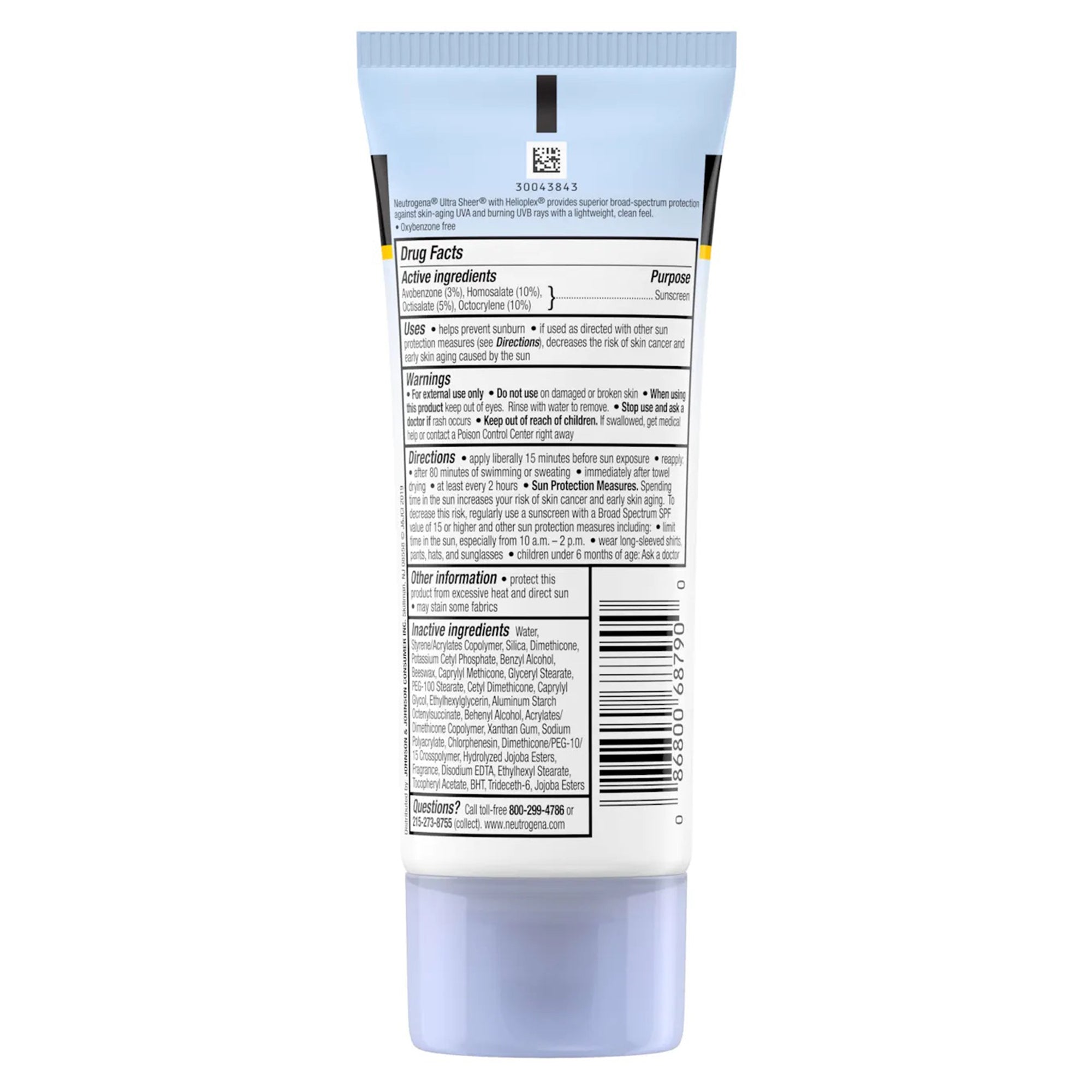 Sunscreen Neutrogena Ultra Sheer SPF 55 Lotion 3 oz. Tube,Packaging Type- Each