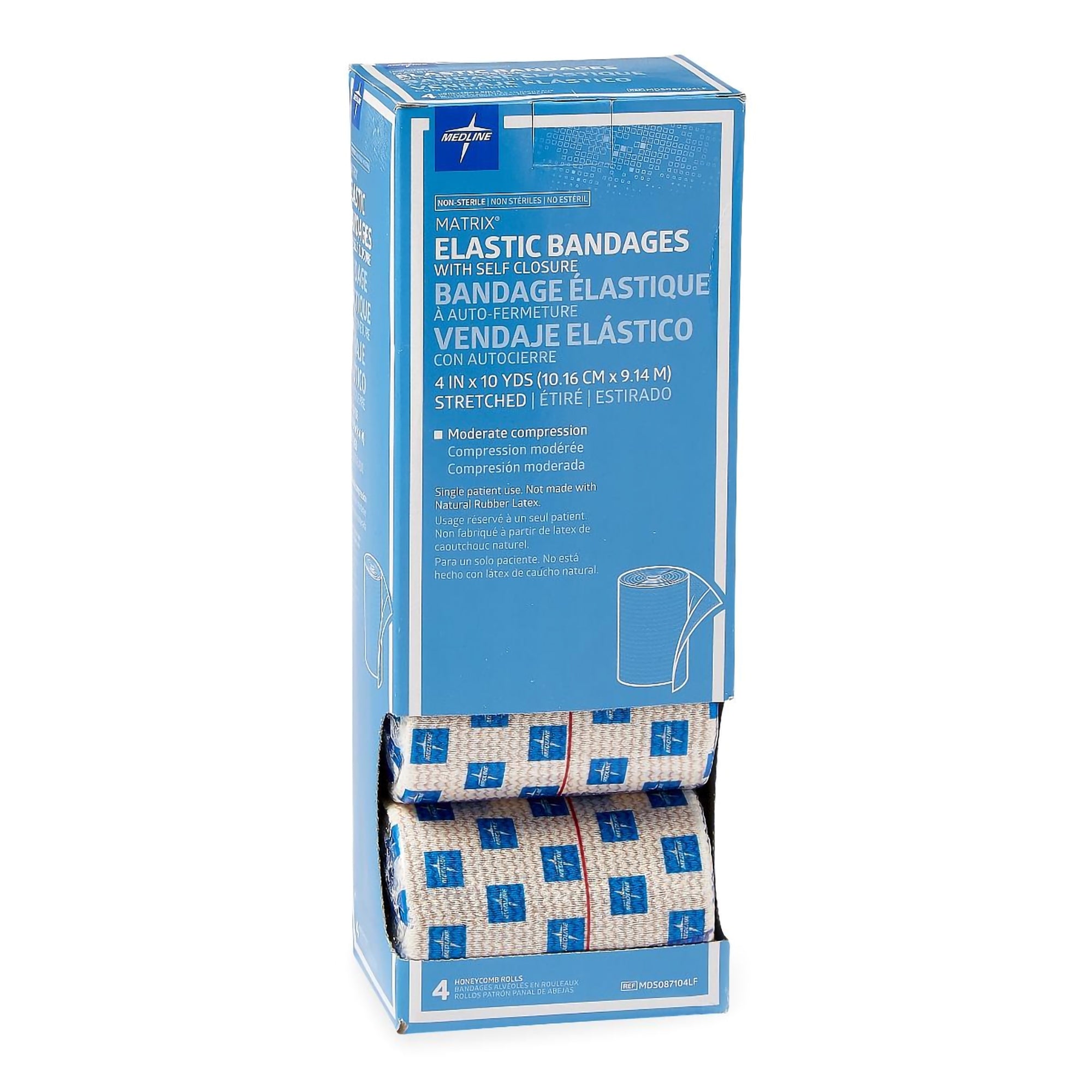 Compression Bandage 4 Inch X 10 Yard Hook and Loop Closure Tan NonSterile Standard Compression, Packaging Type- Case