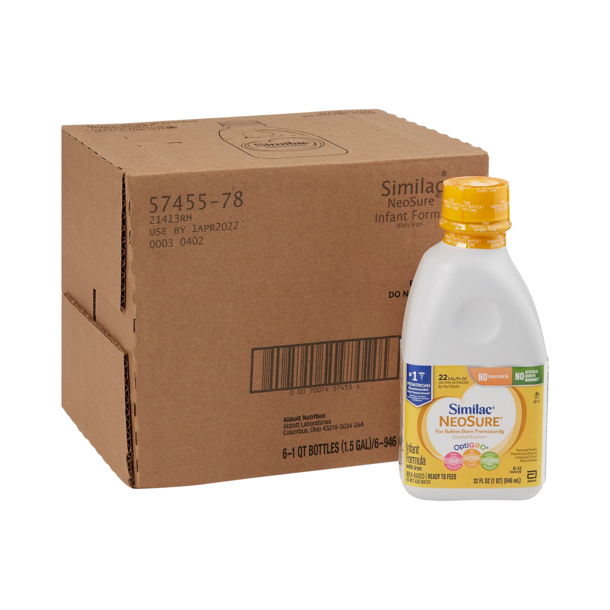 Infant Formula Similac NeoSure Unflavored 32 oz. Bottle Liquid Iron Premature, Packaging Type- Case