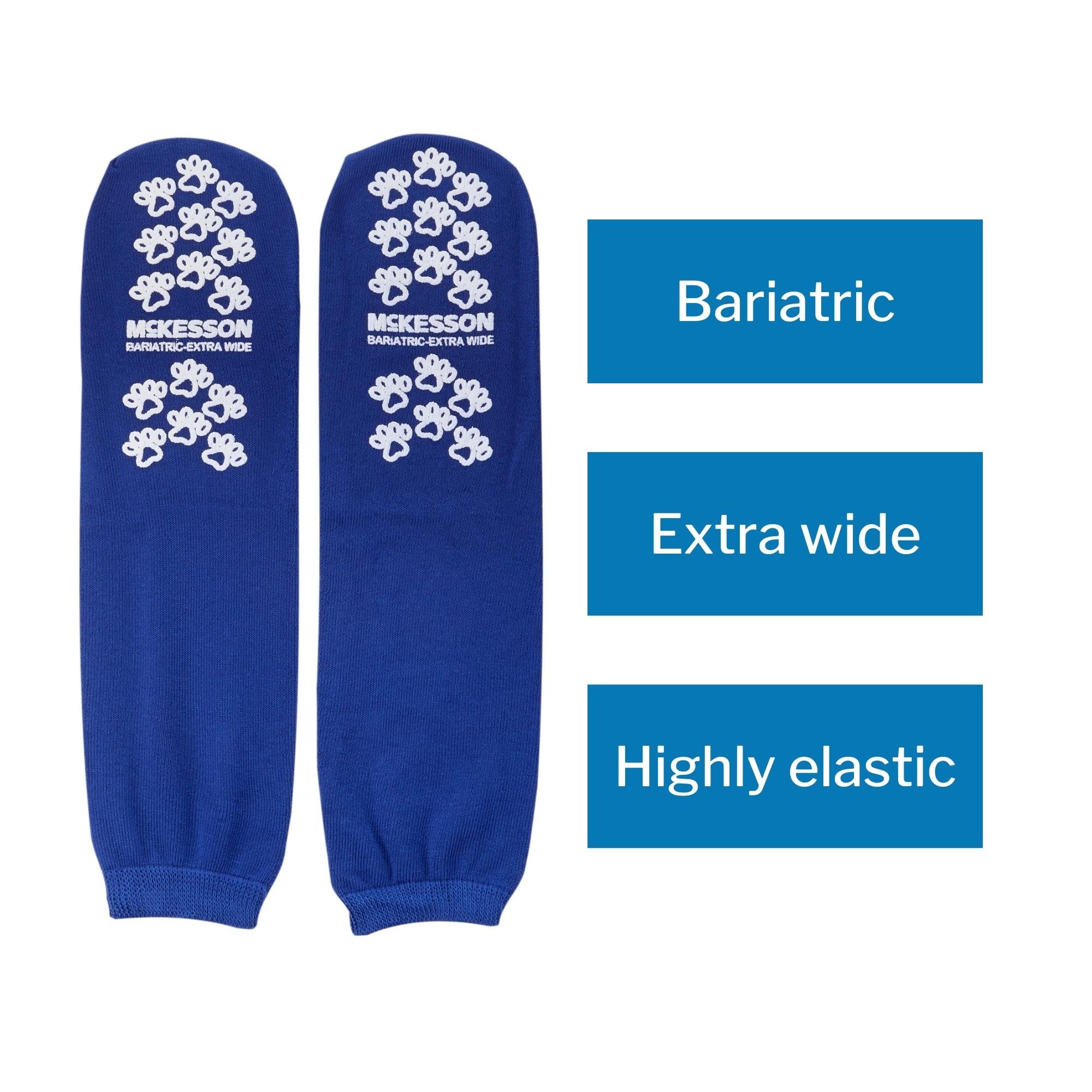 Slipper Socks McKesson Terries Unisex Adult Bariatric / X-Wide Double Tread Single Patient Use Royal Blue, Packaging Type- Case