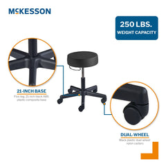 Exam Stool McKesson Backless Pneumatic Height Adjustment 5 Casters Black, Packaging Type- Each