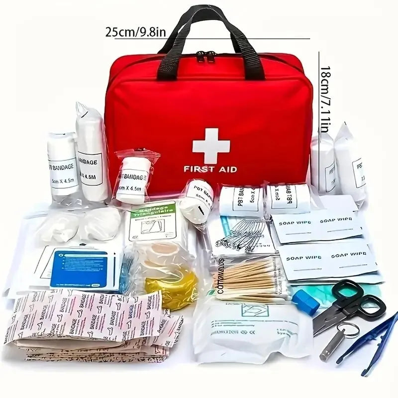 Kit de primeros auxilios de 184 piezas, suministros médicos de emergencia multiusos, bolsa médica portátil para actividades al aire libre, senderismo, camping y más.