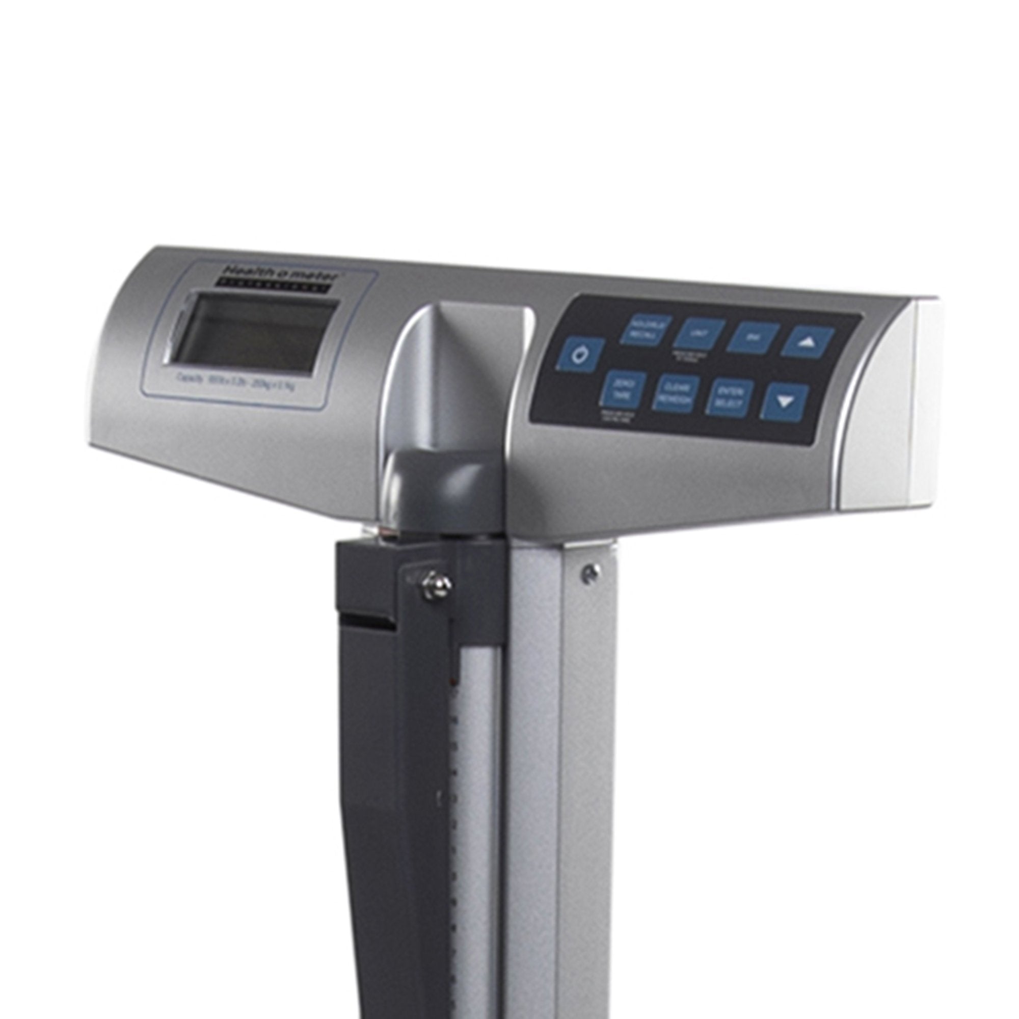 Column Scale with Height Rod Health O Meter Digital Display 660 lbs. / 300 kg Capacity Black / Gray AC Adapter / Battery Operated