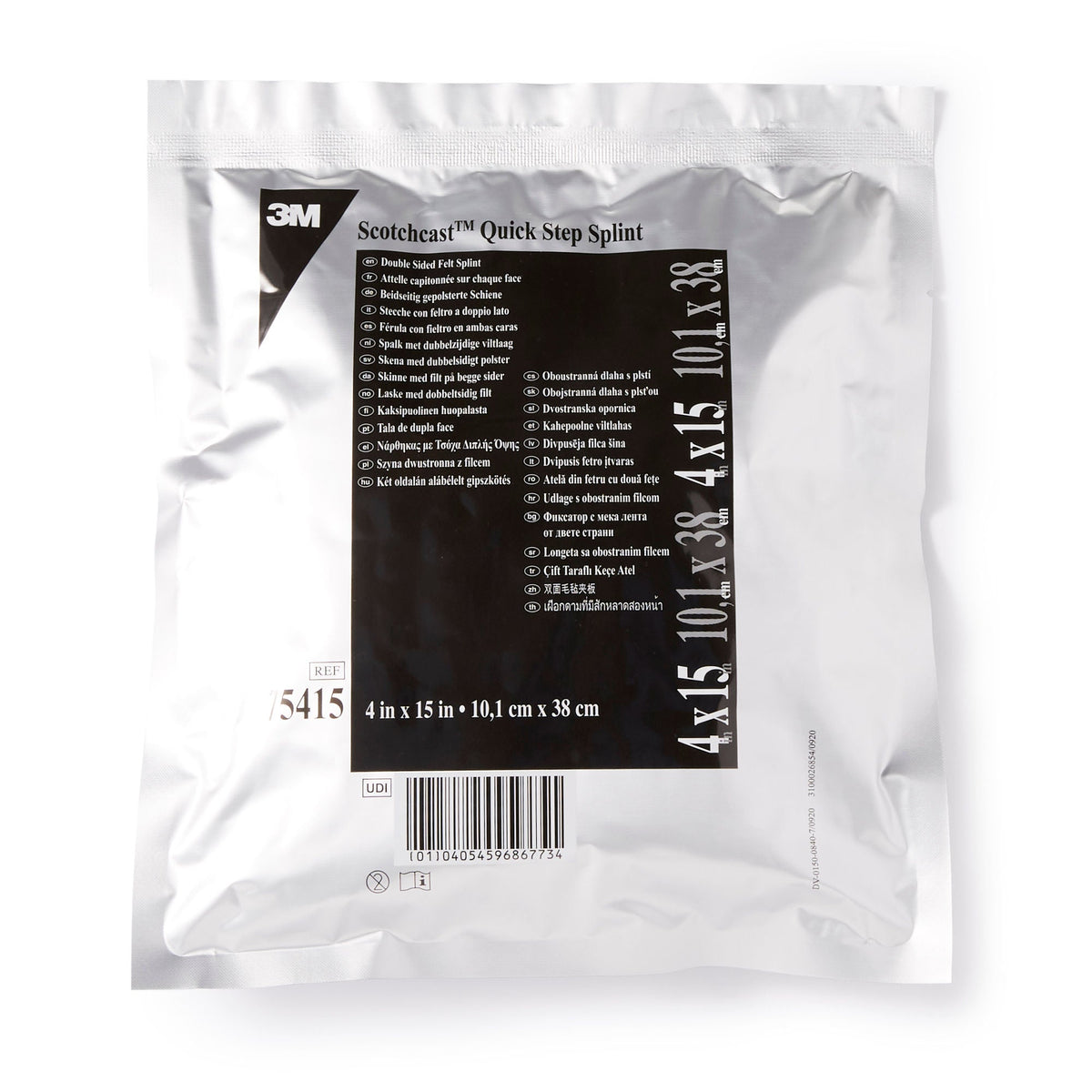 Padded Precut Splint 3M Scotchcast Quick Step Double Sided Felt 2 X 10 Inch Felt / Fiberglass White 4 X 15 Inch · Pack: CS