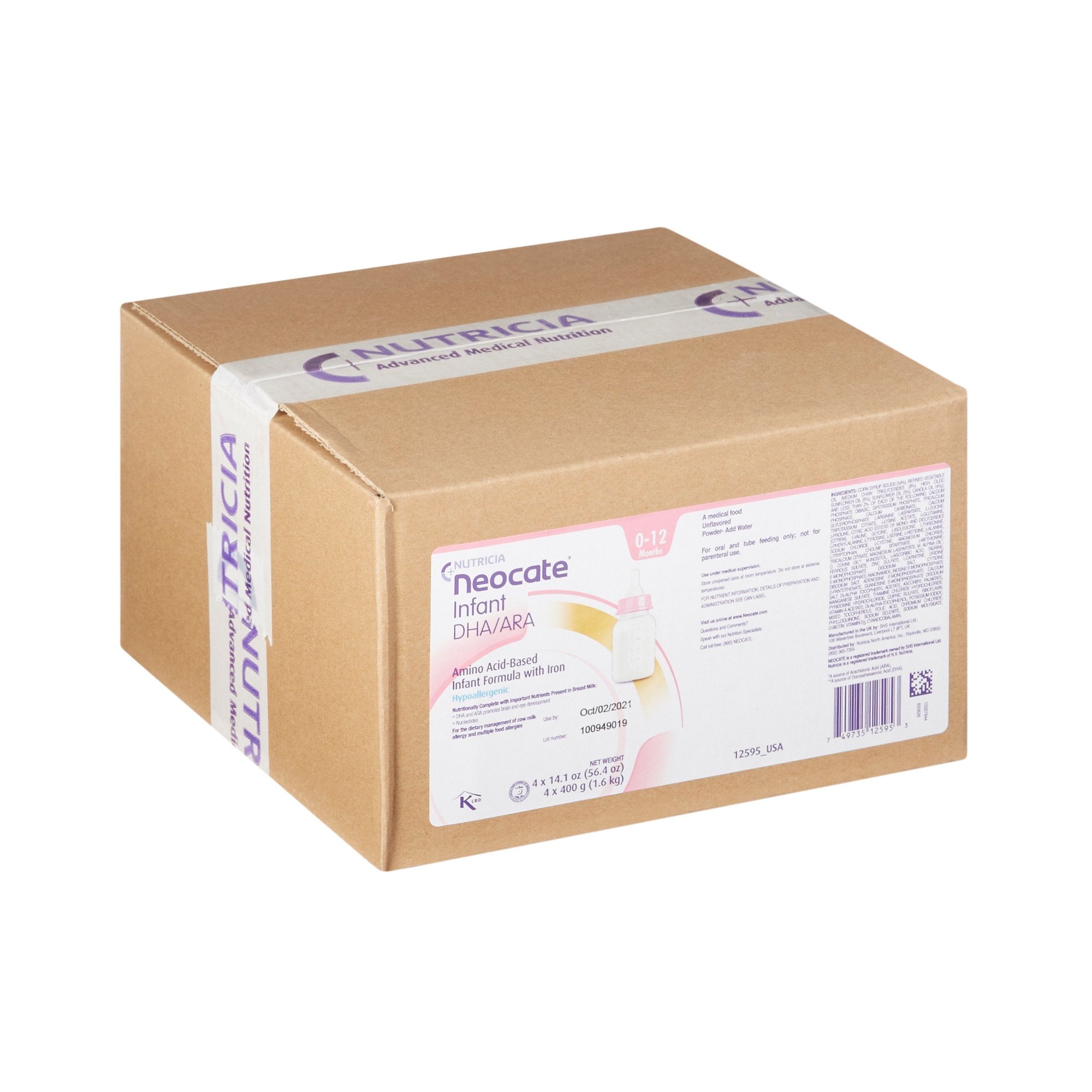 Infant Formula Neocate DHA & ARA Unflavored 14.1 oz. Can Powder Food Allergies