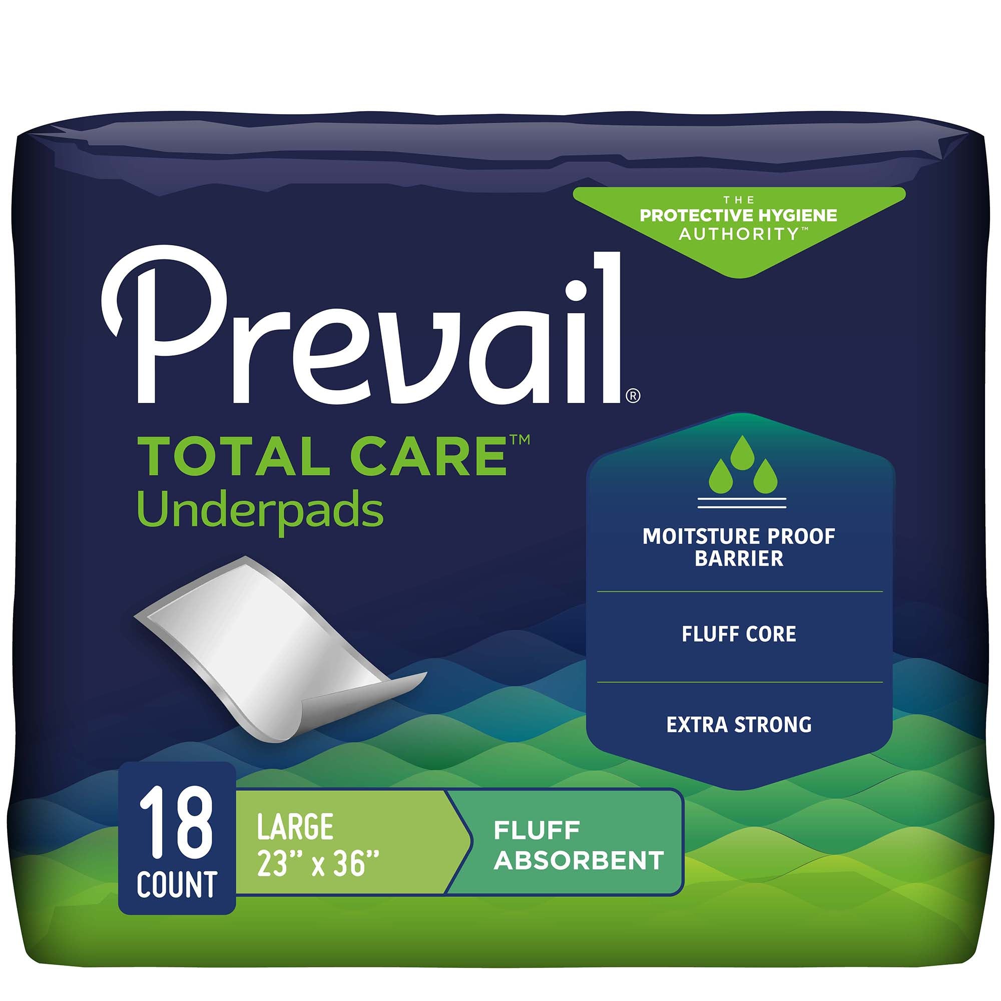 Disposable Underpad Prevail Total Care Fluff Light Absorbency