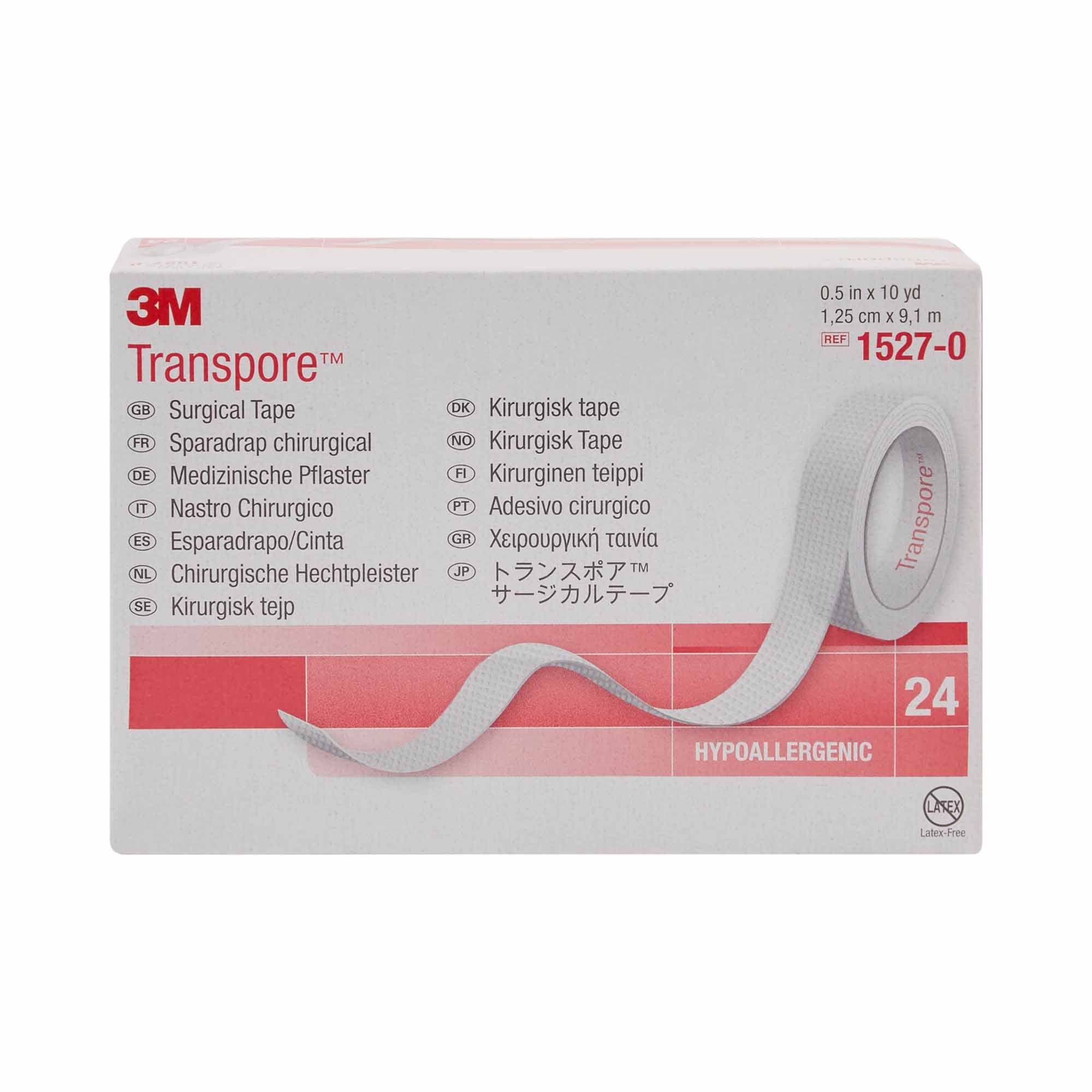 Medical Tape 3M Transpore Transparent 1/2 Inch X 10 Yard Plastic NonSterile
