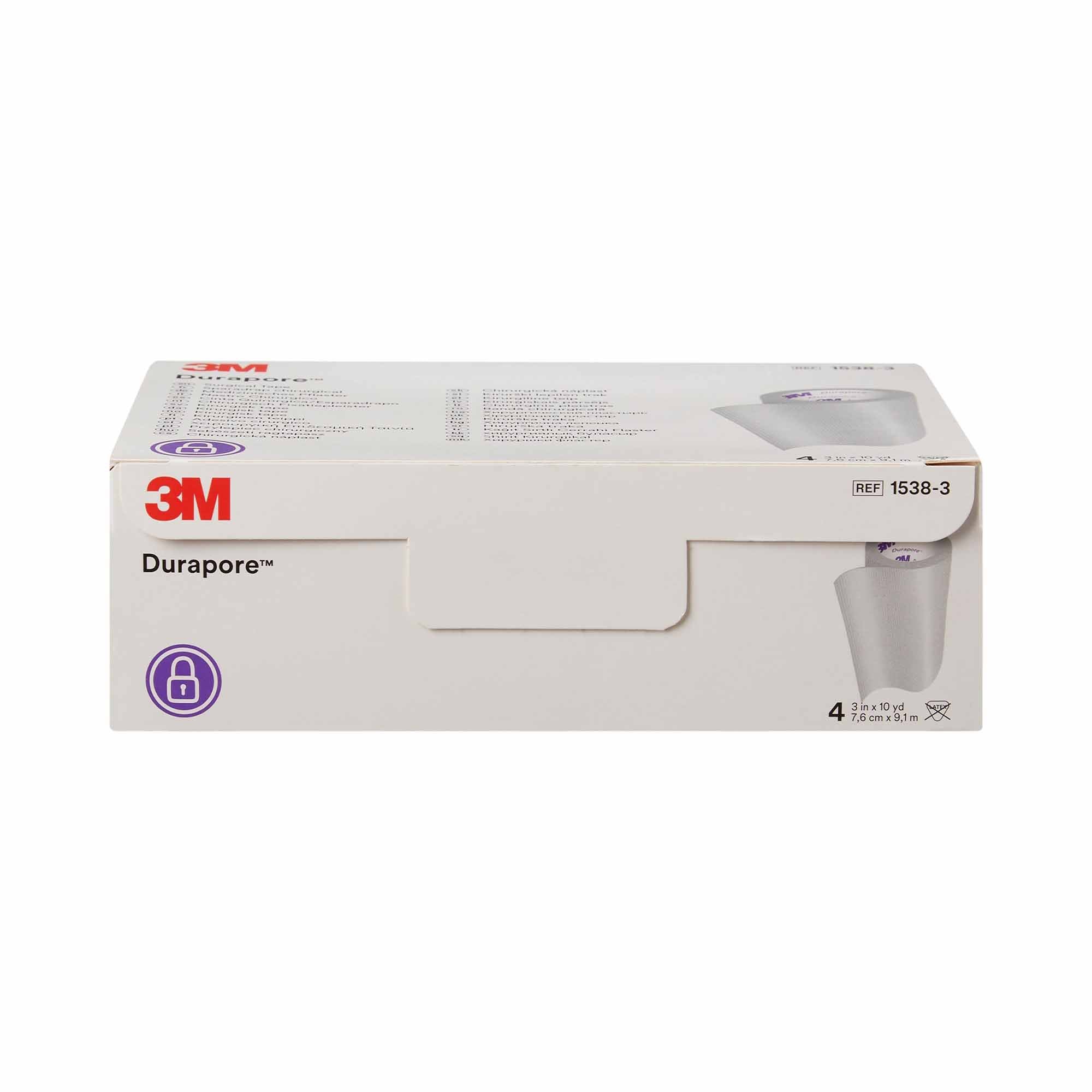 Cinta médica 3M Durapore blanca de 7,6 cm x 9,5 m, tela sedosa, no estéril