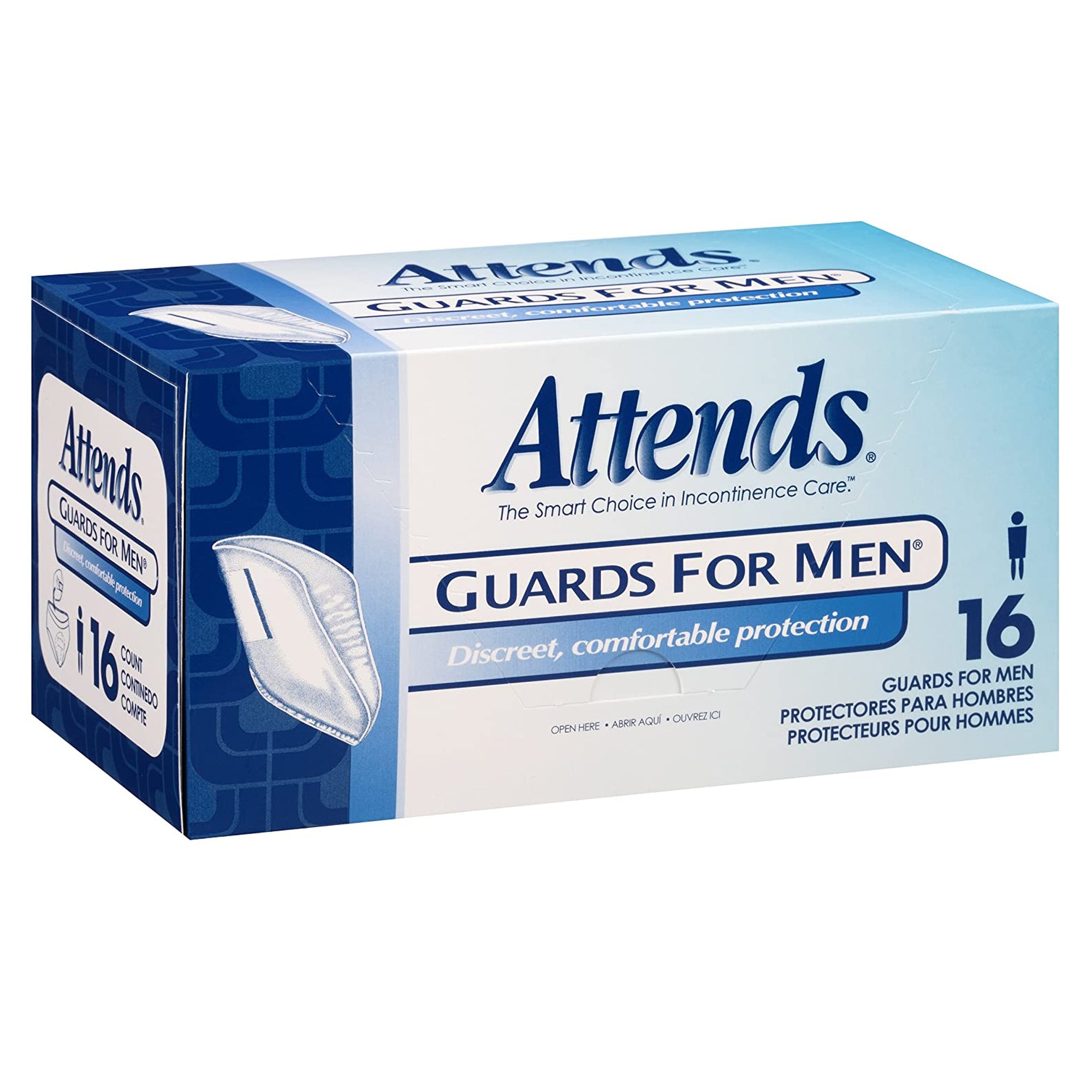 Bladder Control Pad Attends Guards For Men 5.9 X 12-1/2 Inch Light Absorbency Polymer Core One Size Fits Most, Packaging Type- Box