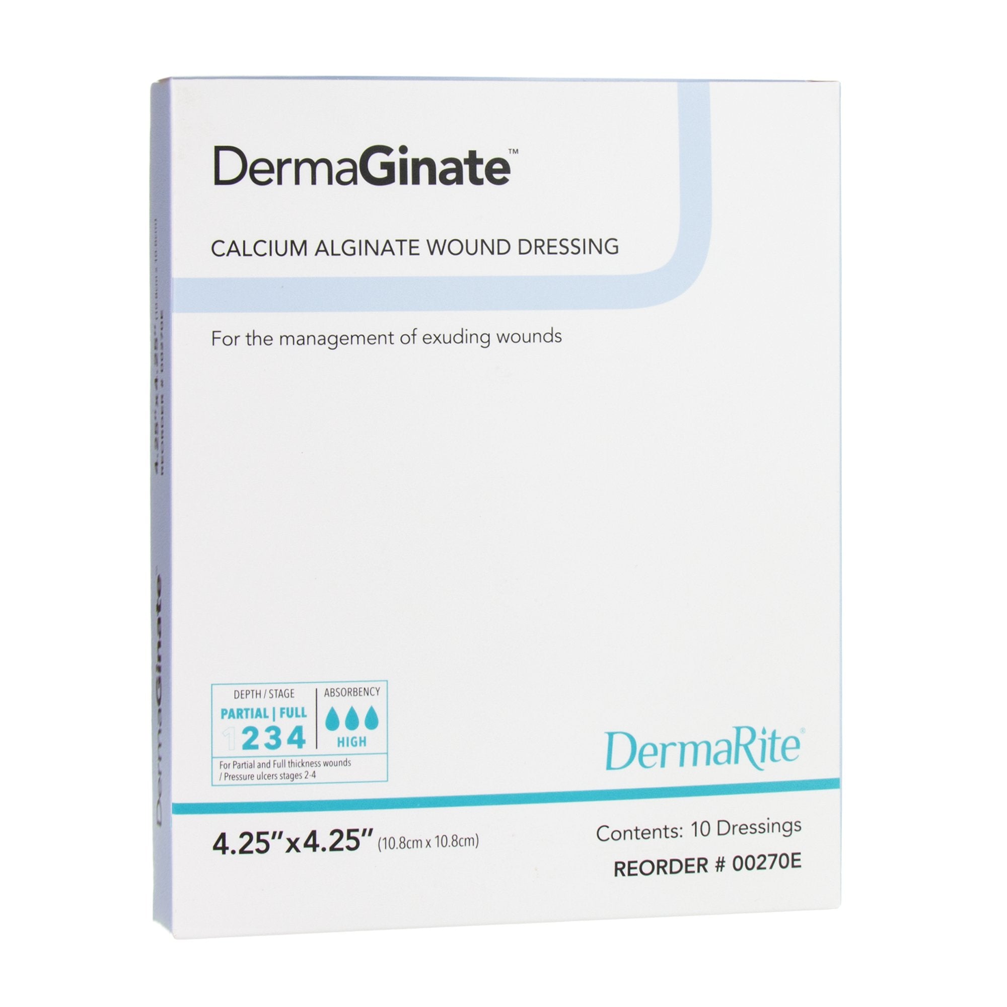 Alginate Dressing DermaGinate 4-1/4 X 4-1/4 Inch Square, Packaging Type- Box