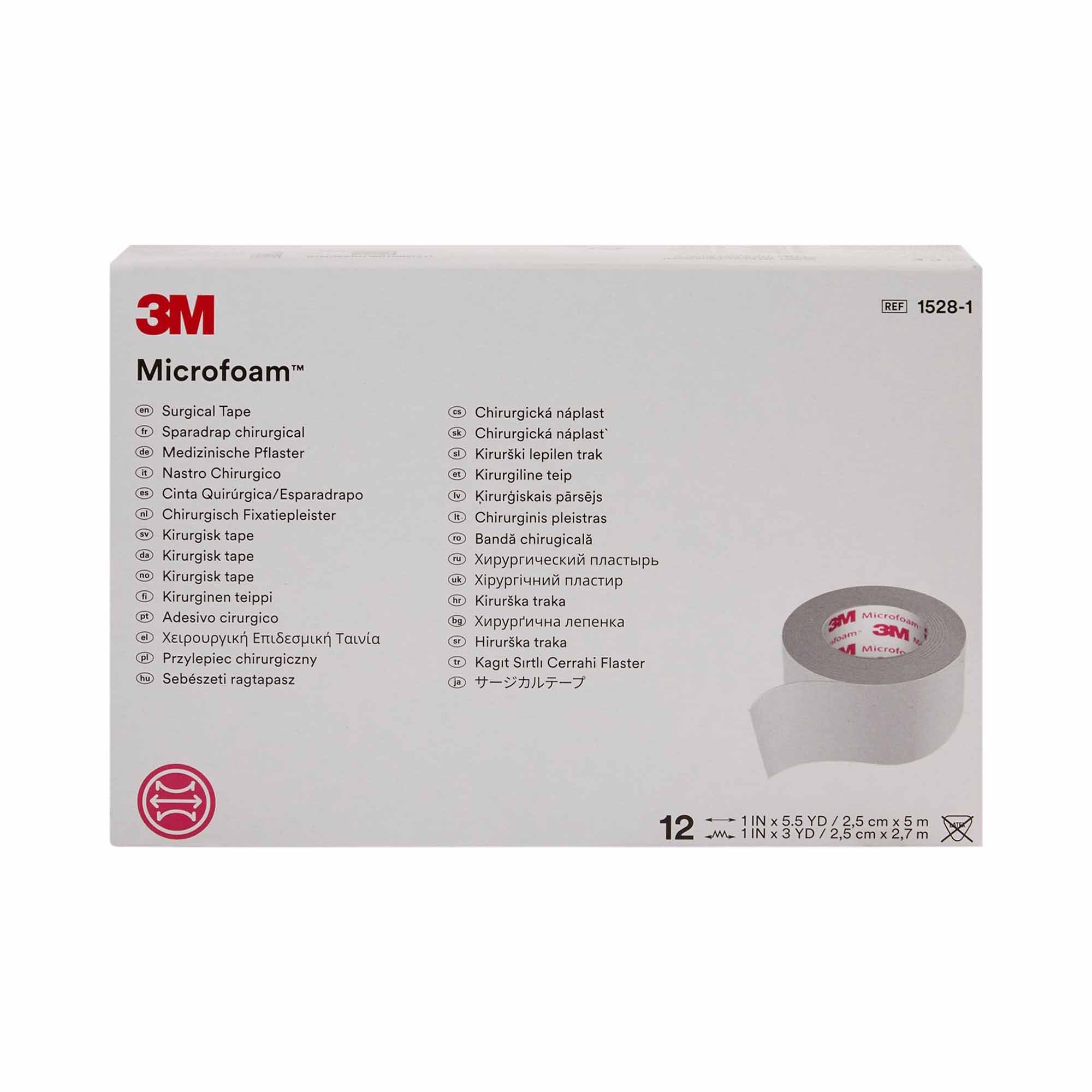 Medical Tape 3M Microfoam White 1 Inch X 5-1/2 Yard Elastic / Foam NonSterile
