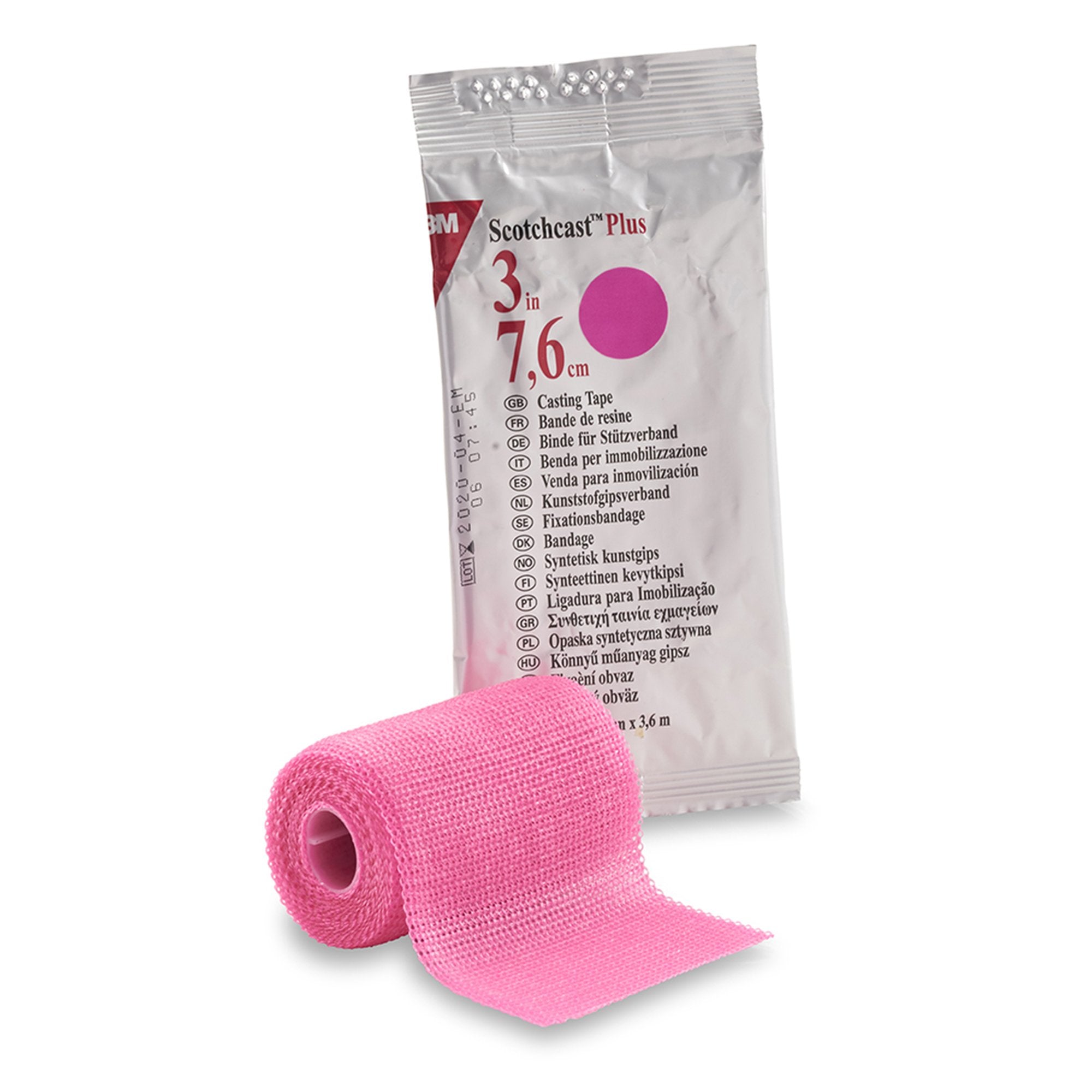 Cast Tape 3M Scotchcast Plus 3 Inch X 12 Foot Fiberglass / Resin Bright Pink