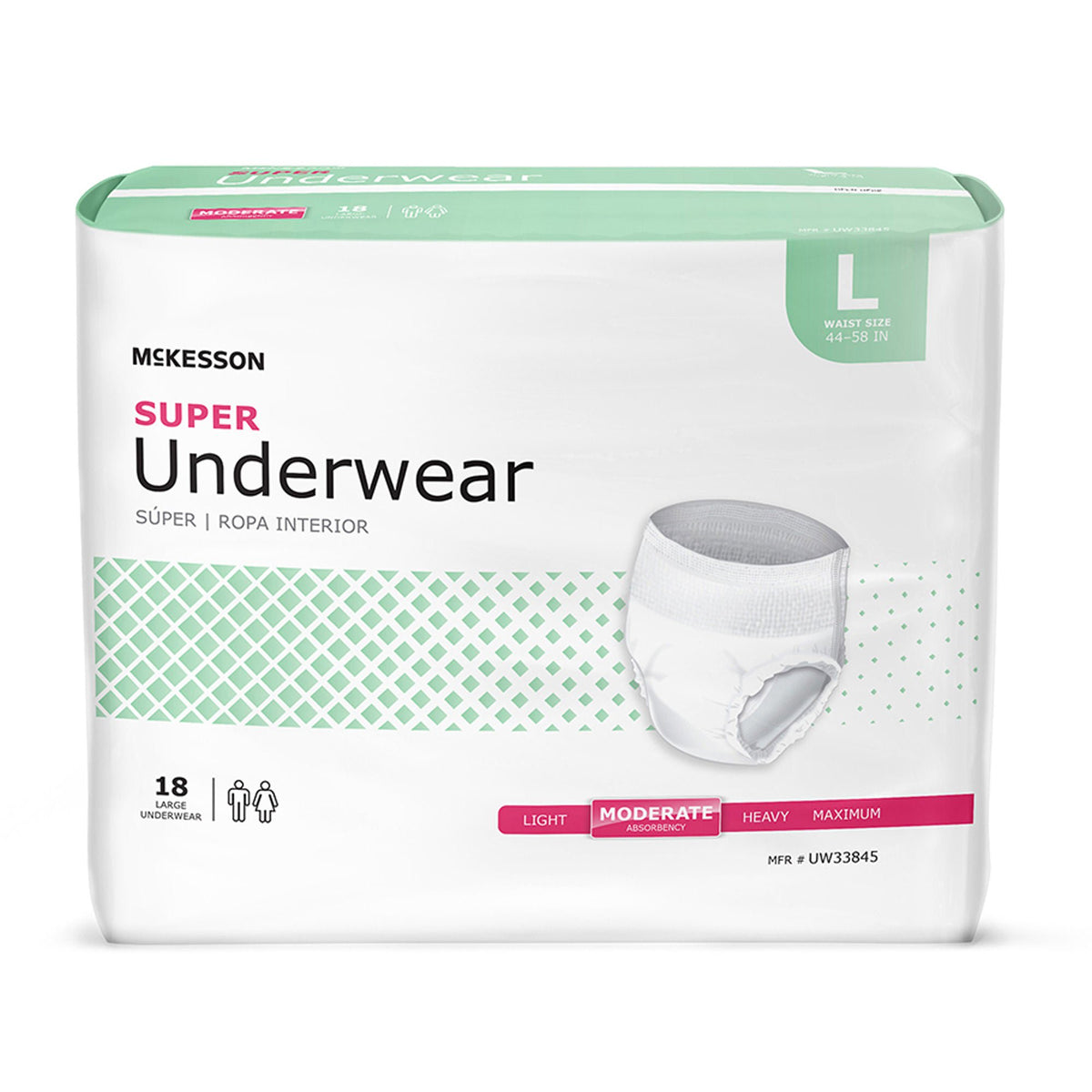 McKesson Super Absorbent Underwear – Moderate Absorbency, Small–X-Large Large · Case of 72
