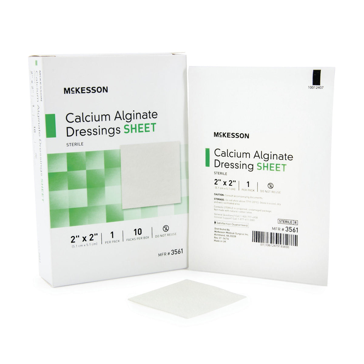 Alginate Dressing McKesson 2 X 2 Inch Square Box of 10