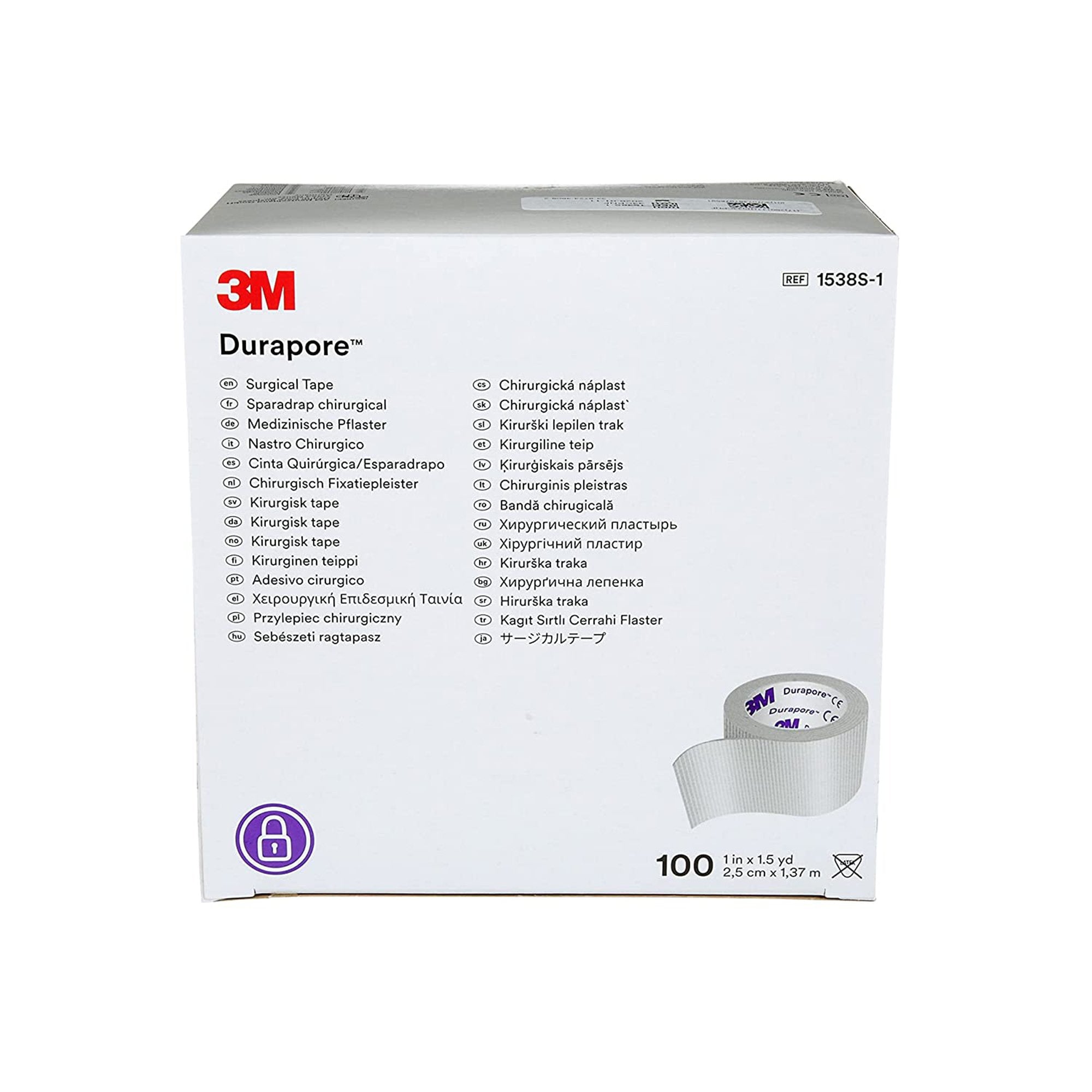 Medical Tape 3M Durapore White 1 Inch X 1-1/2 Yard Silk-Like Cloth NonSterile,Packaging Type- Box