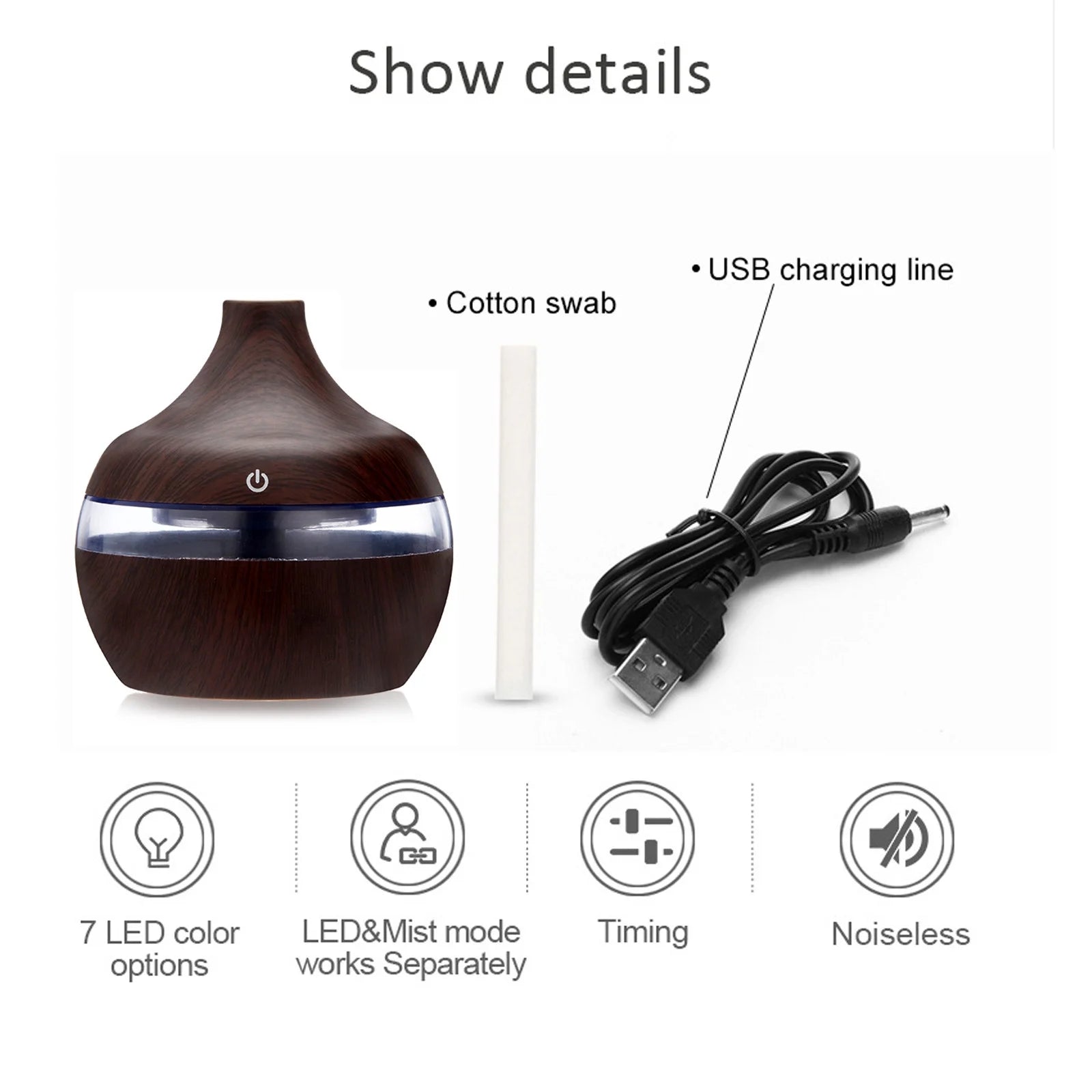 Summer Deals! Essential Oil Diffuser, 300Ml Small Cool Mist Humidifiers, Portable Mini Humidifier 7 Colors LED Light Humidifiers for Bedroom,Home,Travel,Office,Spa,Yoga,Baby Room