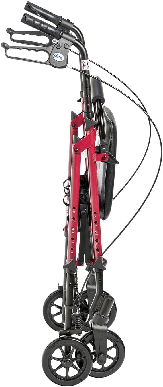 aluminum rollator w loop brake burgundy 4 wheel