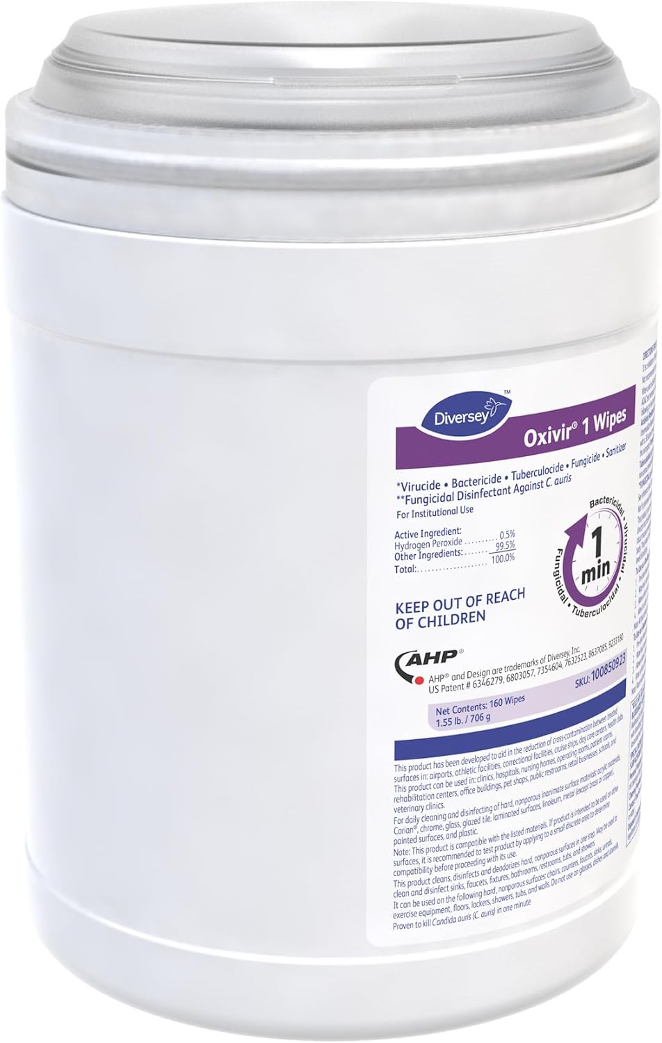 Oxivir 1 Surface Disinfectant Cleaner Premoistened Broad Spectrum Manual Pull Wipe 160 Count Canister Scented NonSterile | 12CT/Case