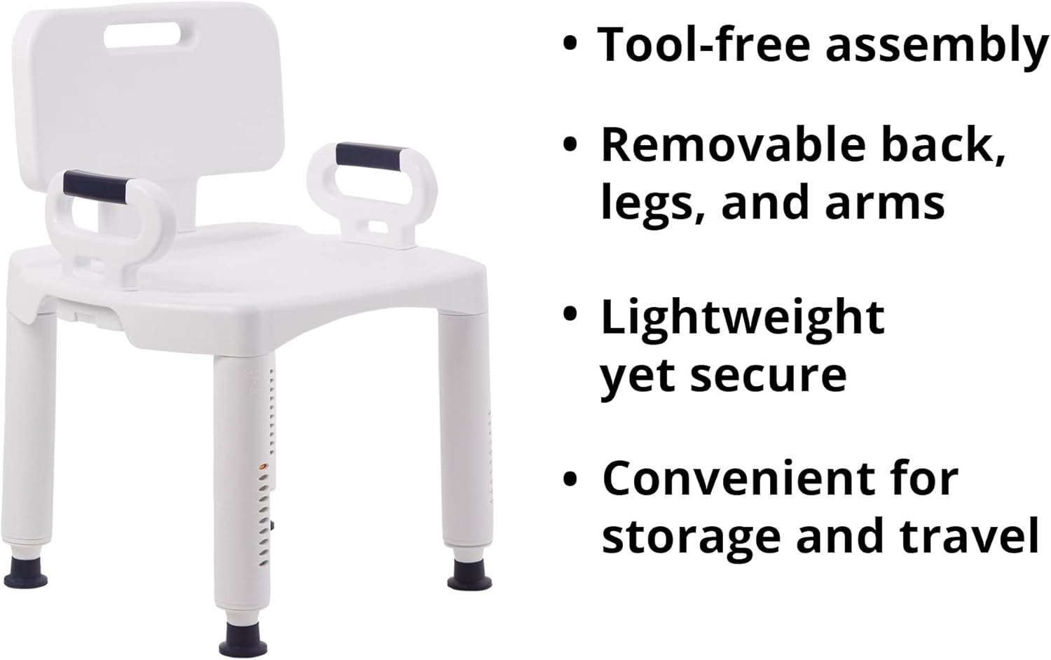 Bath Bench McKesson Removable Arms Plastic Frame Removable Backrest 21-1/4 Inch Seat Width 350 lbs. Weight Capacity, Packaging Type- Case