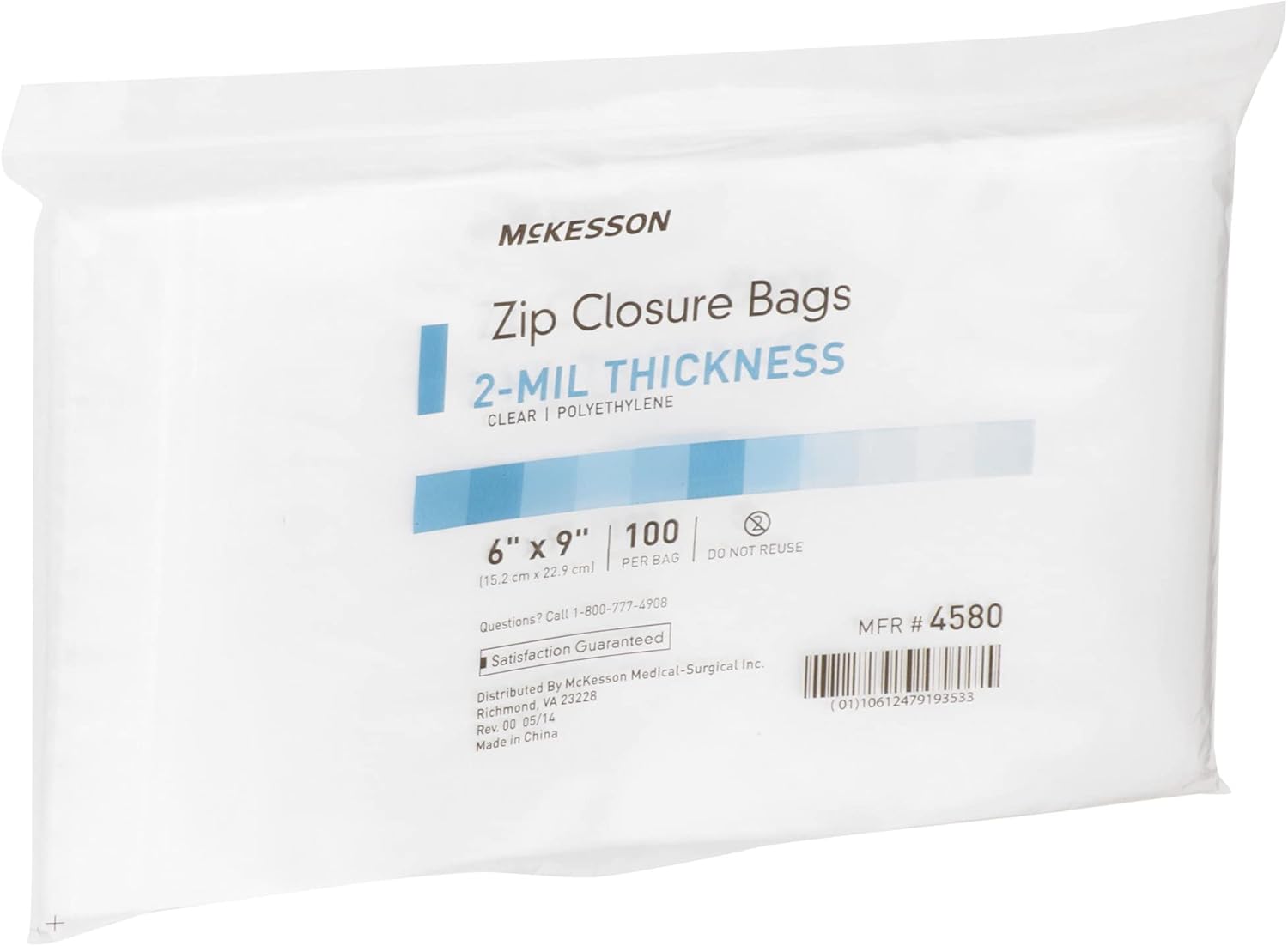 Reclosable Bag McKesson 6 X 9 Inch Polyethylene Clear Zipper Closure, Packaging Type- Case