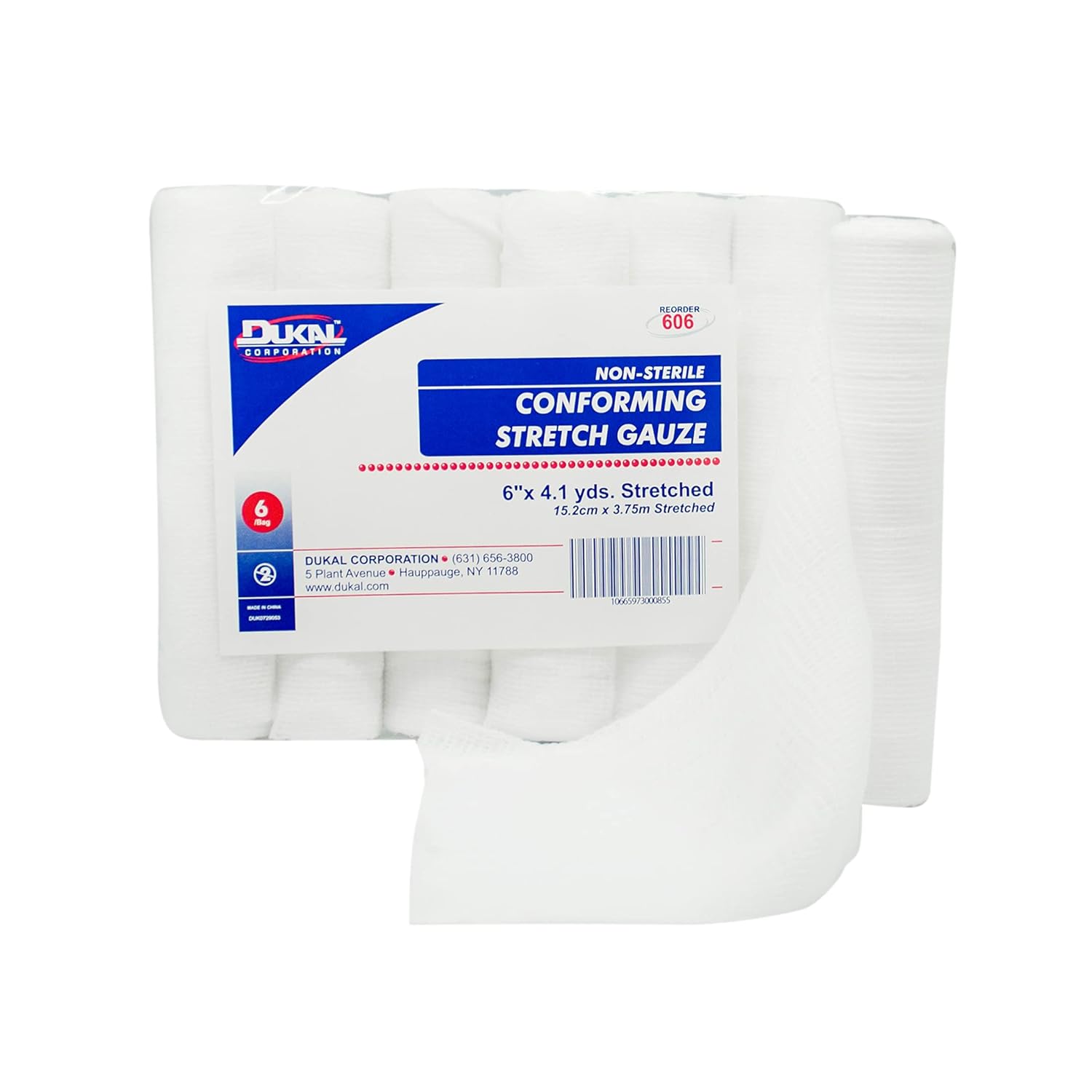 Conforming Bandage Dukal 6 Inch X 4-1/10 Yard 8-Ply NonSterile 6 per Pack, Packaging Type- Case