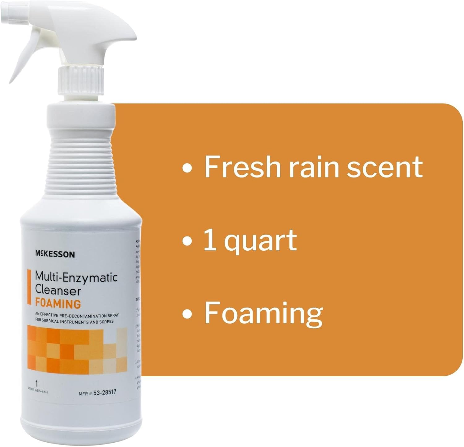 Multi-Enzymatic Instrument Detergent McKesson Foam RTU 1 Quart Bottle Fresh Rain Scent, Packaging Type- Case