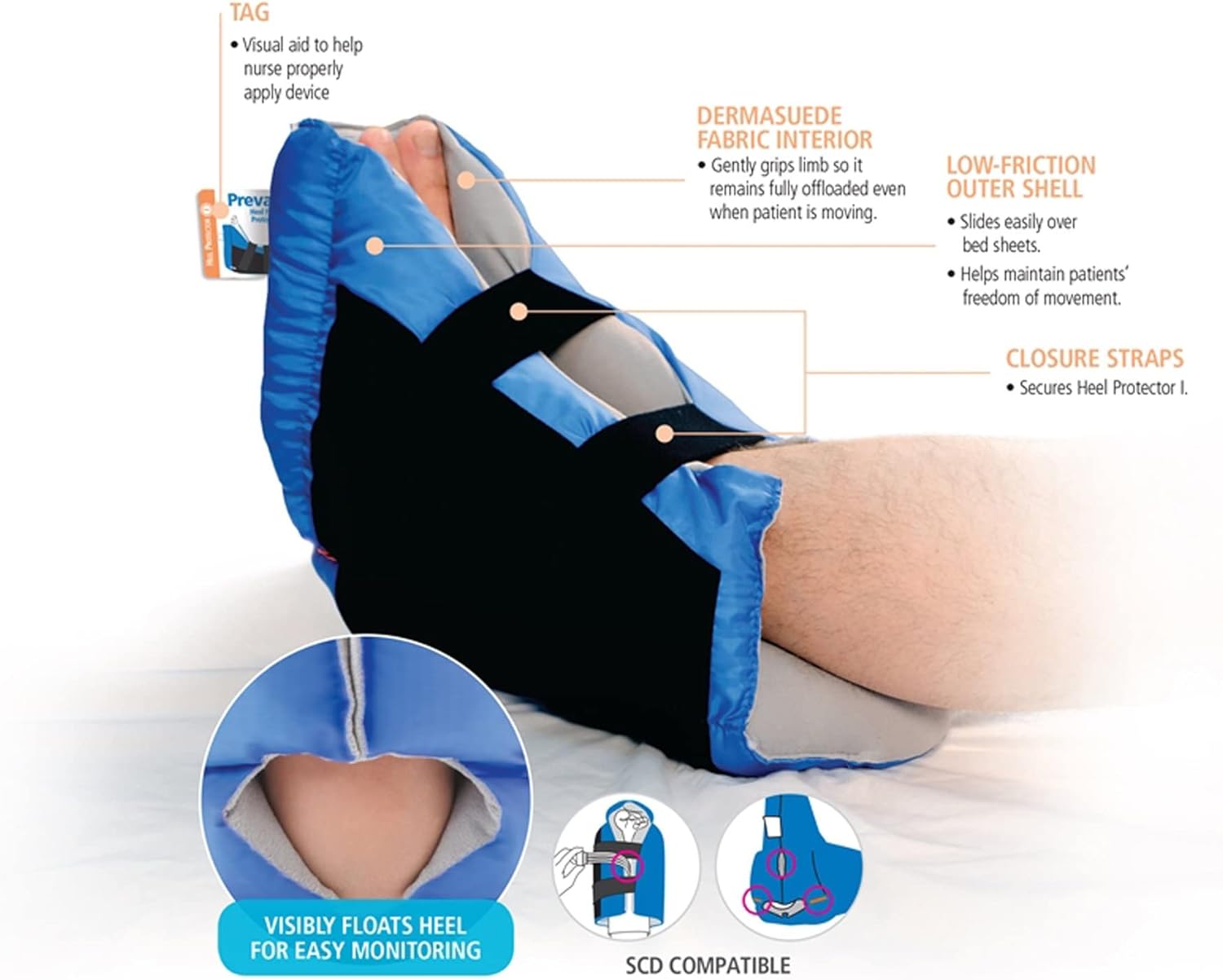 Heel Protection Boot Prevalon Heel Protector I One Size Fits Most Black / Blue,Packaging Type- Each