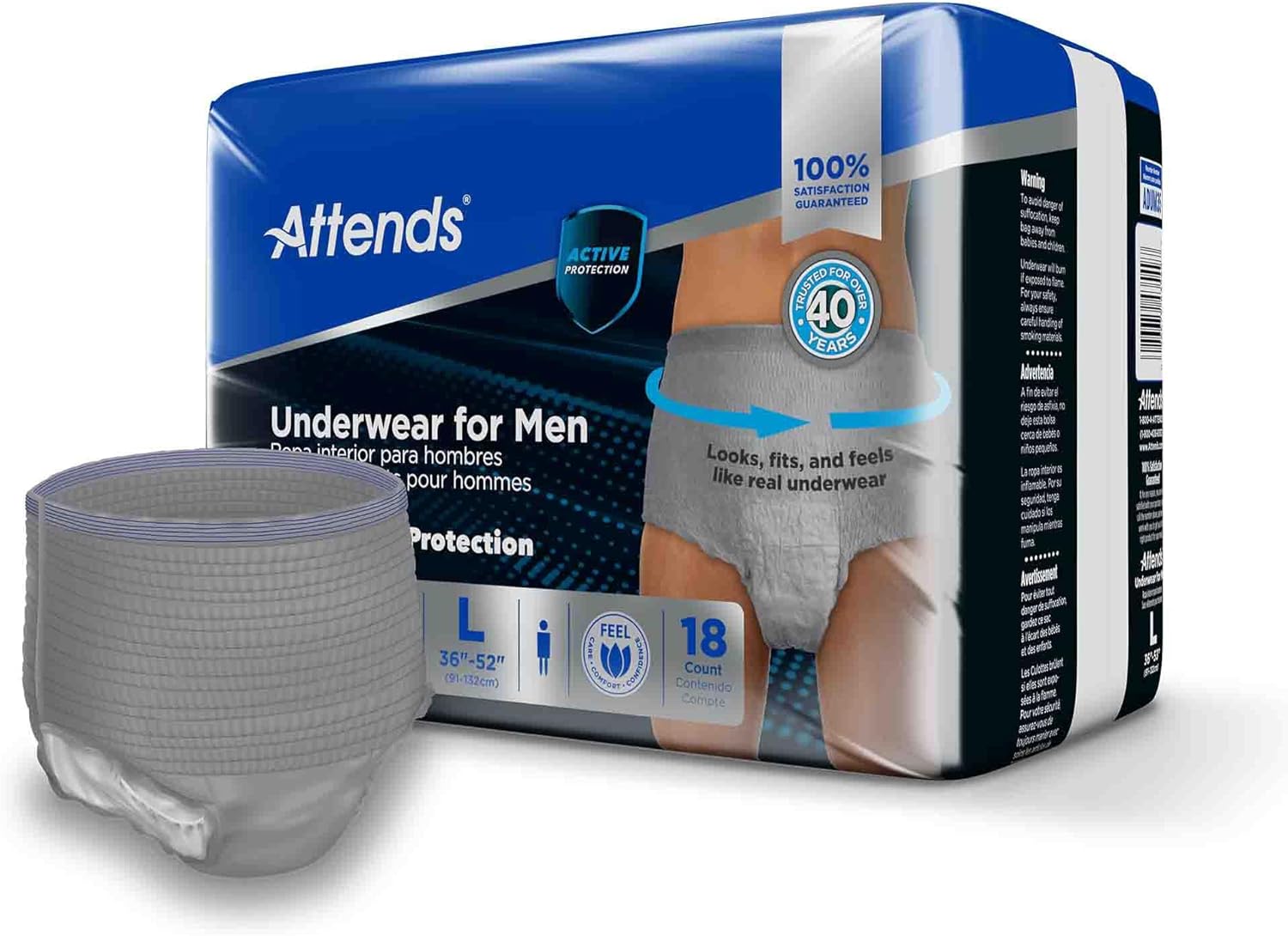 Ropa interior absorbente para adultos, desechable, grande, con costuras desprendibles, de alta absorción. Embalaje: caja.