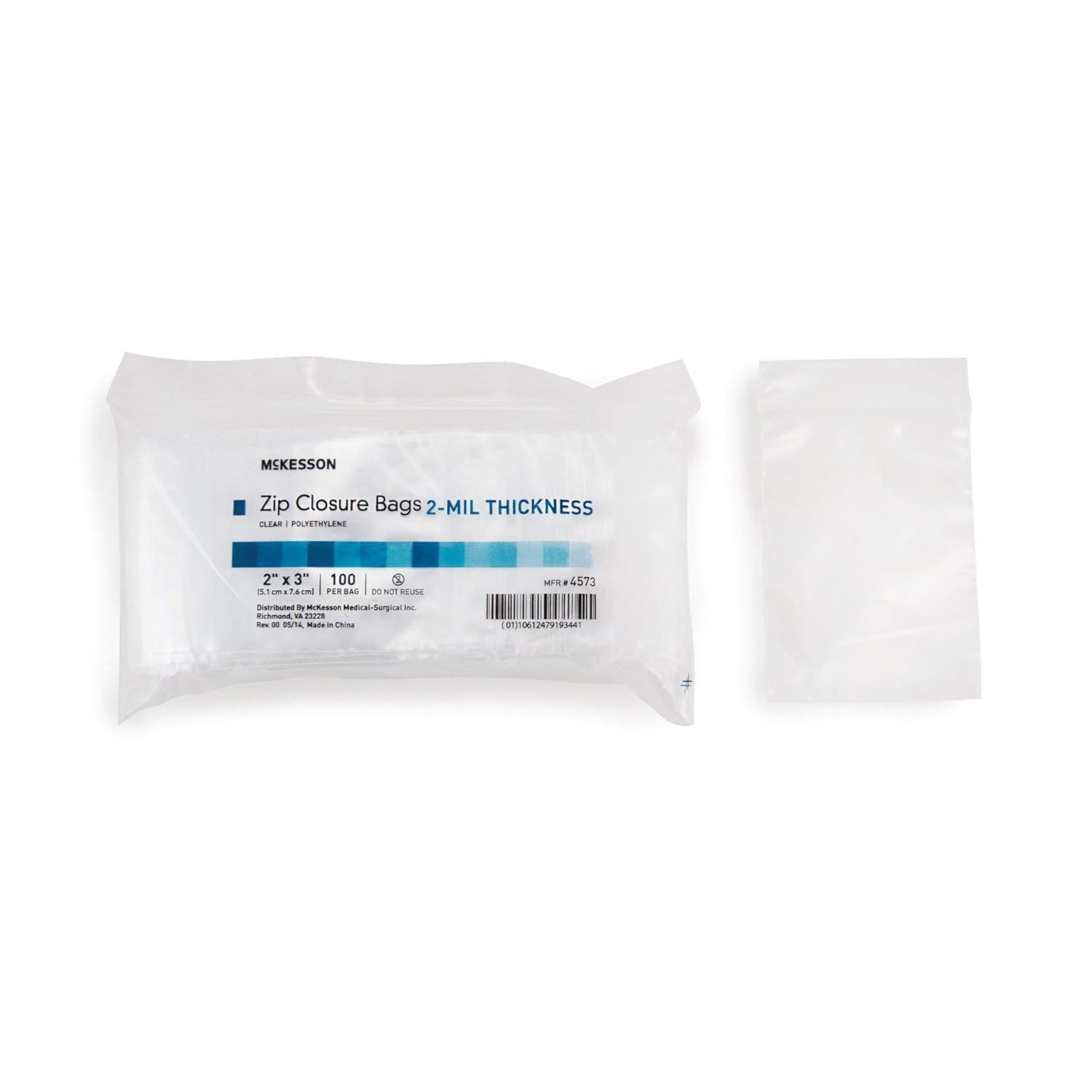 Reclosable Bag McKesson 2 X 3 Inch Polyethylene Clear Zipper Closure, Packaging Type- Case