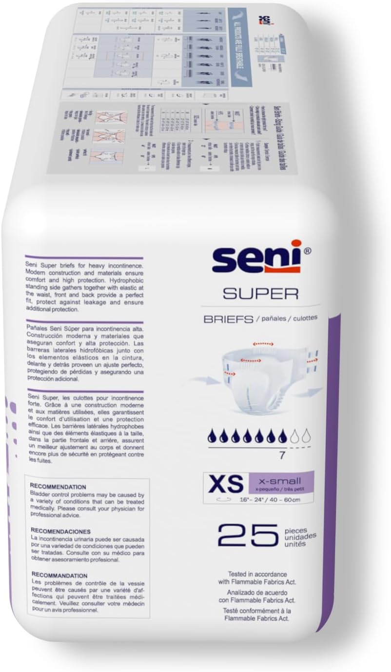 Unisex Adult Incontinence Brief Seni Super X-Small Disposable Heavy Absorbency, Packaging Type- Case