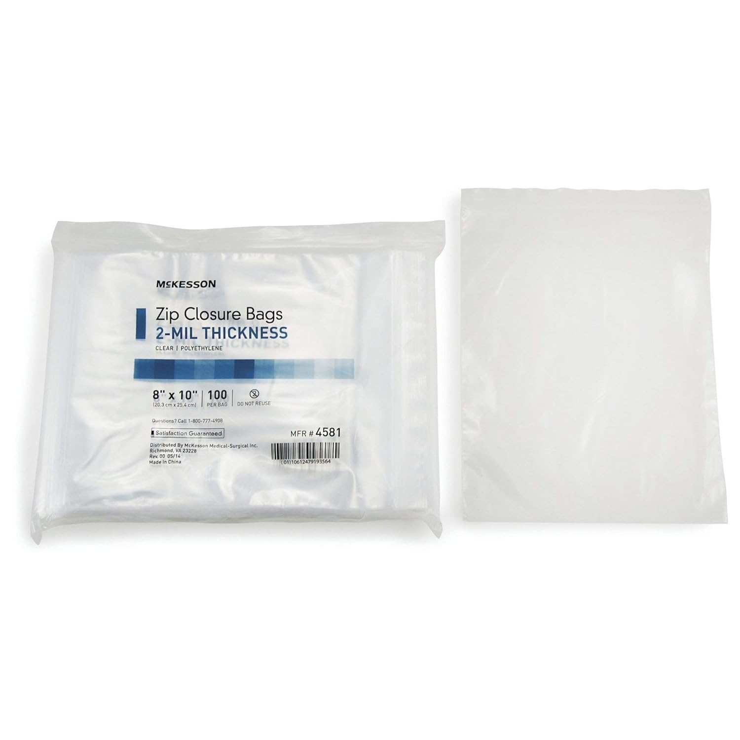 Reclosable Bag McKesson 8 X 10 Inch Polyethylene Clear Zipper Closure, Packaging Type- Case
