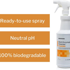Multi-Enzymatic Instrument Detergent McKesson Foam RTU 1 Quart Bottle Fresh Rain Scent, Packaging Type- Case