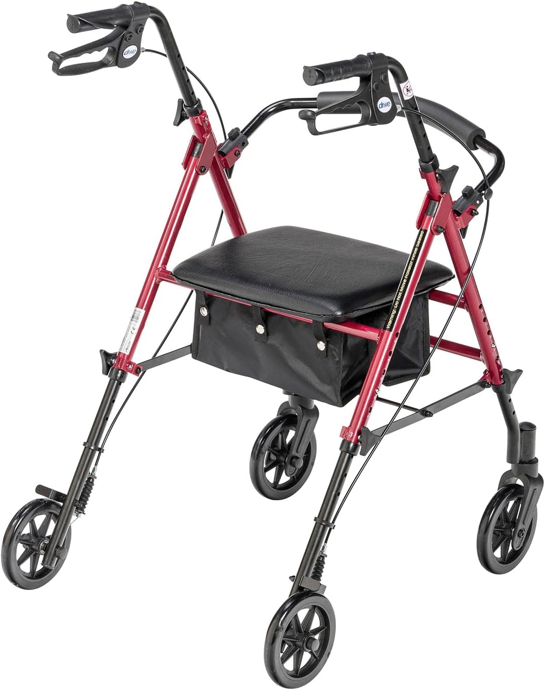 aluminum rollator w loop brake burgundy 4 wheel
