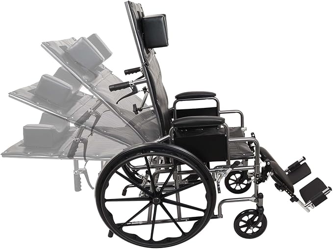 probasics reclining wheelchair 18 x16 removable desk arms