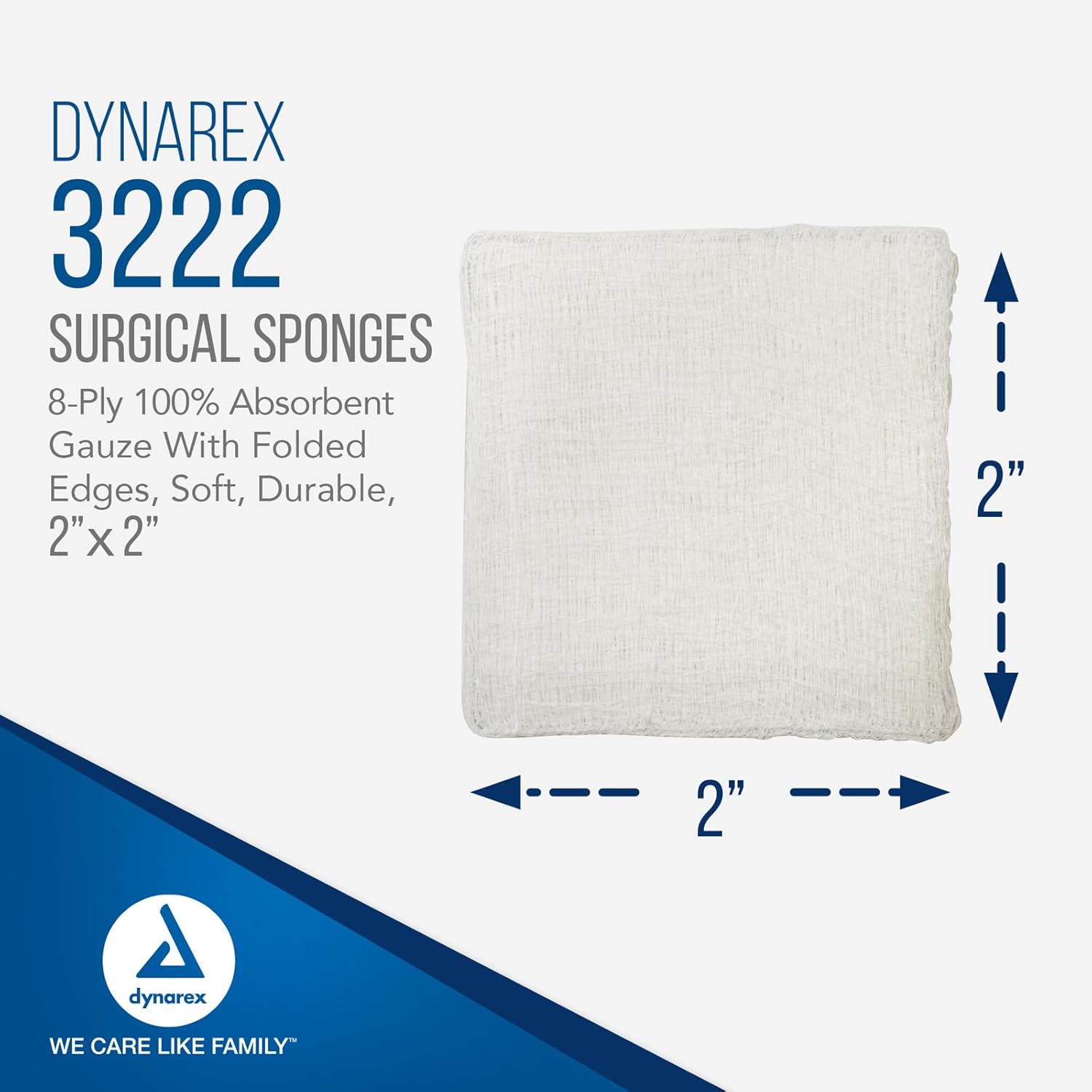 Gauze Sponge Dynarex 2 X 2 Inch 8-Ply NonSterile 200 per Pack, Packaging Type- Case