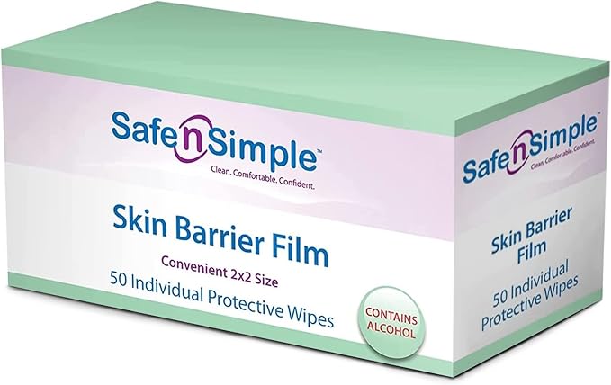 skin barrier wipe safe n simple 43 20 strength isopropyl alcohol butyl ester of pvm ma copolymer individual packet nonsterile packaging type box