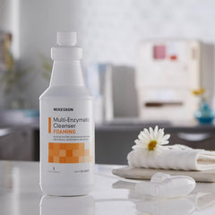 Multi-Enzymatic Instrument Detergent McKesson Foam RTU 1 Quart Bottle Fresh Rain Scent, Packaging Type- Case