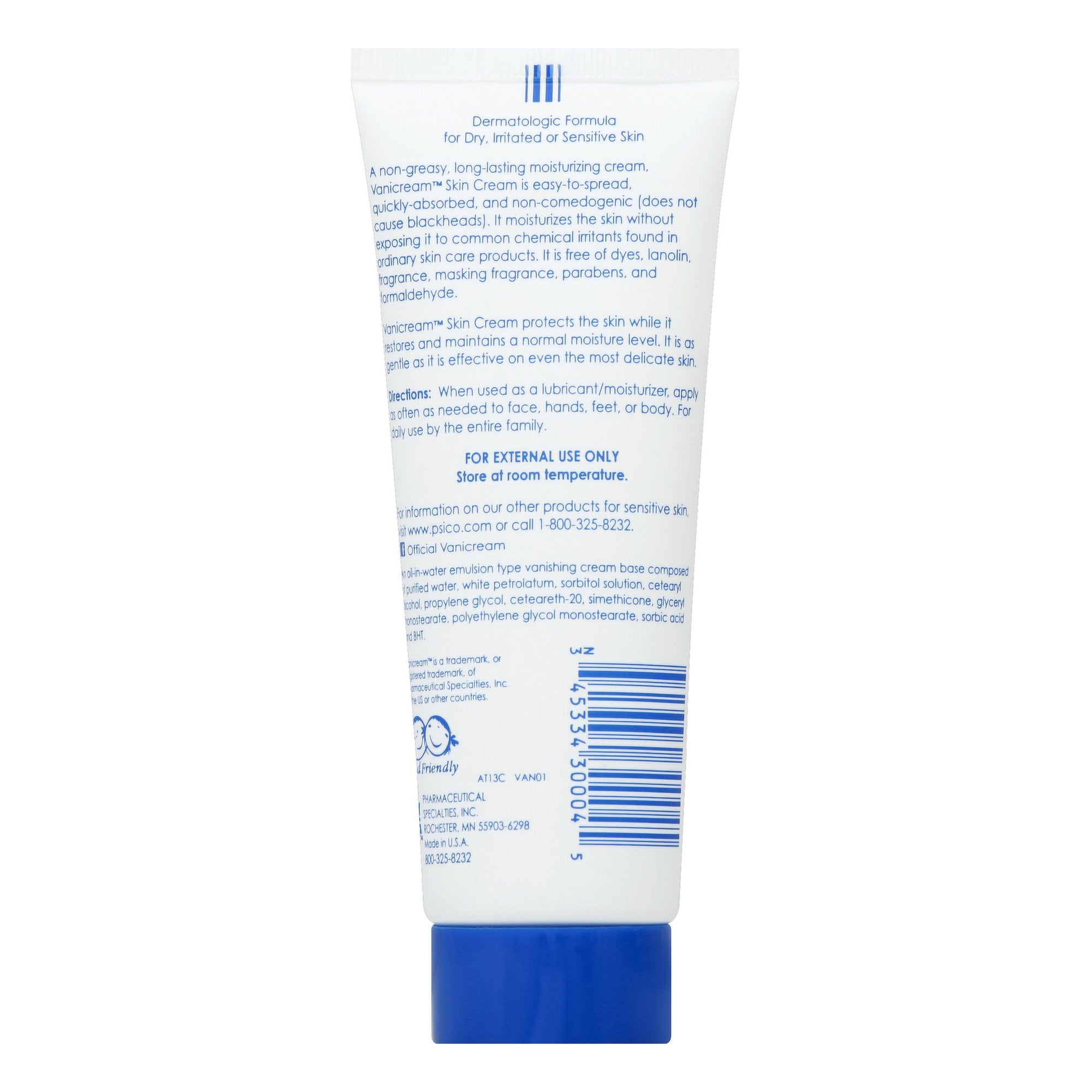 Crema hidratante para manos y cuerpo Vanicream, tubo de 113 ml, sin perfume. Tipo de envase: individual.