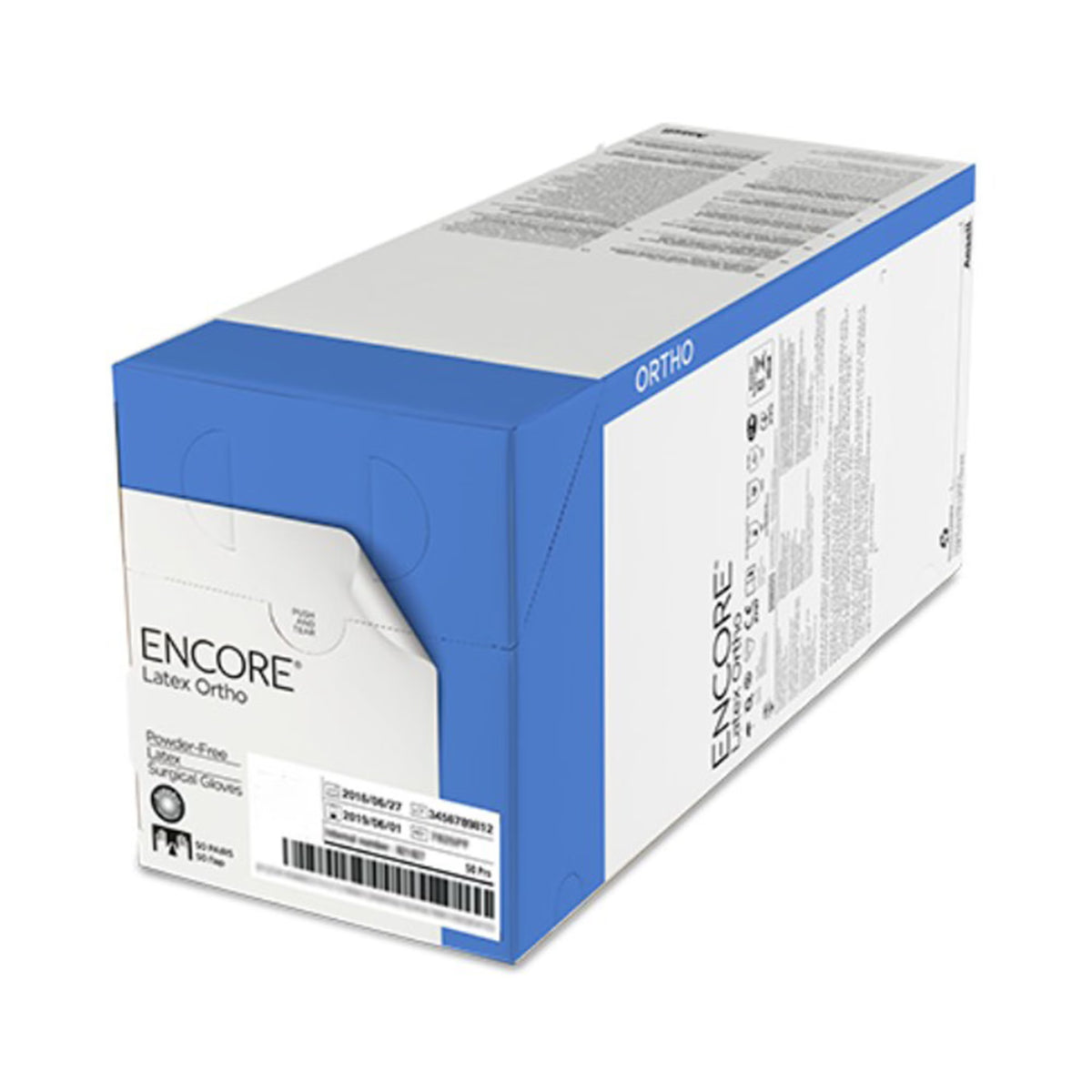 Surgical Glove ENCORE Latex Ortho Size 7.5 Sterile Latex Standard Cuff Length Fully Textured Brown Chemo Tested 8 · Box of 50