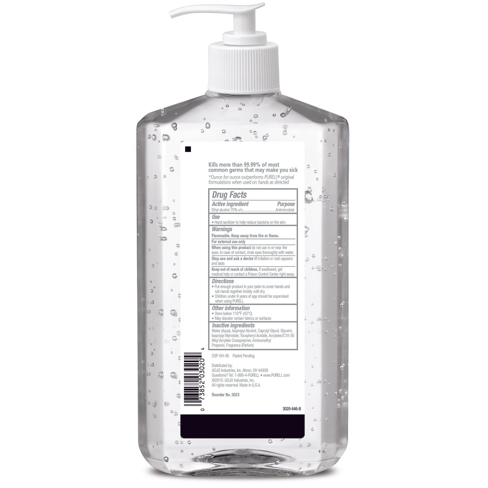 Hand Sanitizer Purell Advanced 20 oz. Ethyl Alcohol Gel Pump Bottle,Packaging Type- Each