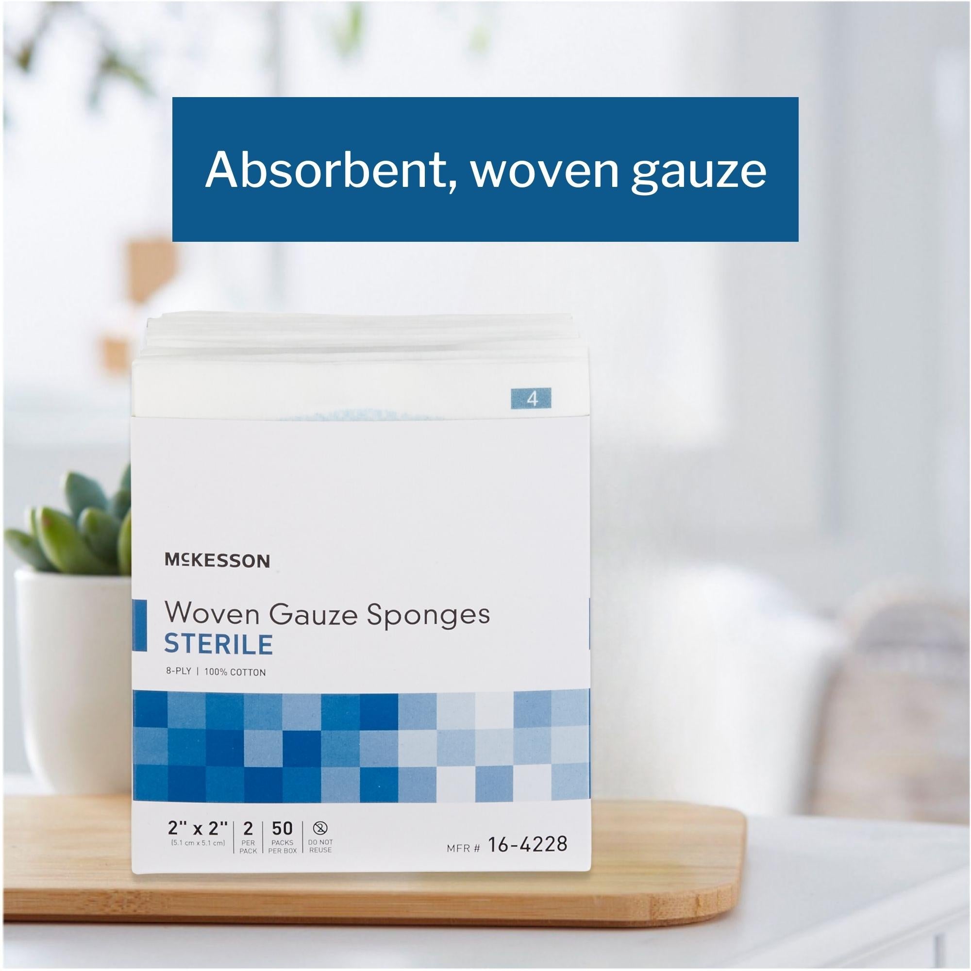 Gauze Sponge McKesson 2 X 2 Inch 8-Ply Sterile 2 per Pack, Packaging Type- Case