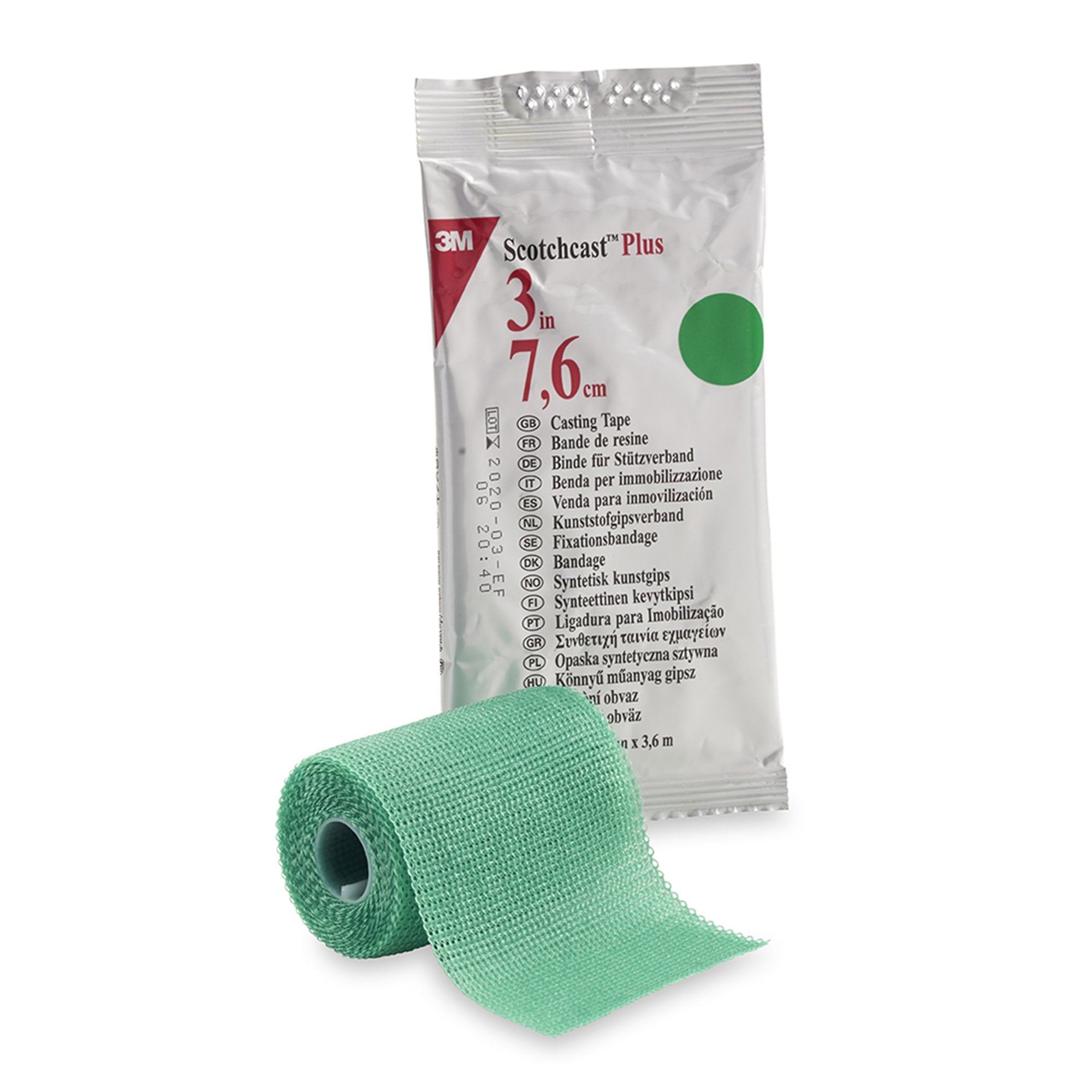 Cast Tape 3M Scotchcast Plus 3 Inch X 12 Foot Fiberglass / Resin Green