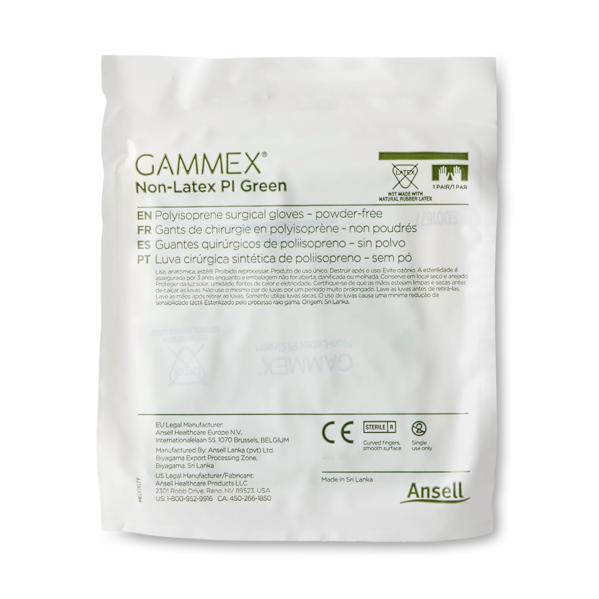 Surgical Glove GAMMEX Non-Latex PI Green Size 8 Sterile Polyisoprene Standard Cuff Length Micro-Textured Light Green Chemo Tested | 4Box/Case