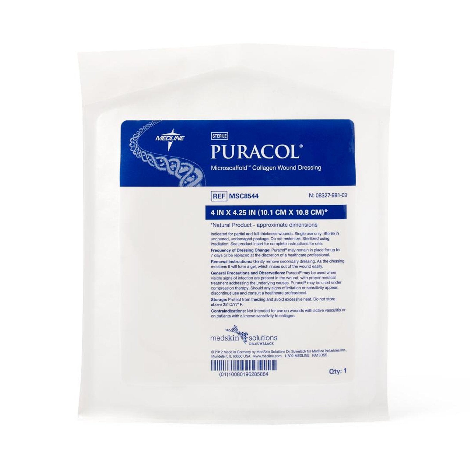 Collagen Dressing Puracol 4 X 4-1/4 Inch Rectangle Sterile,Packaging Type- Each