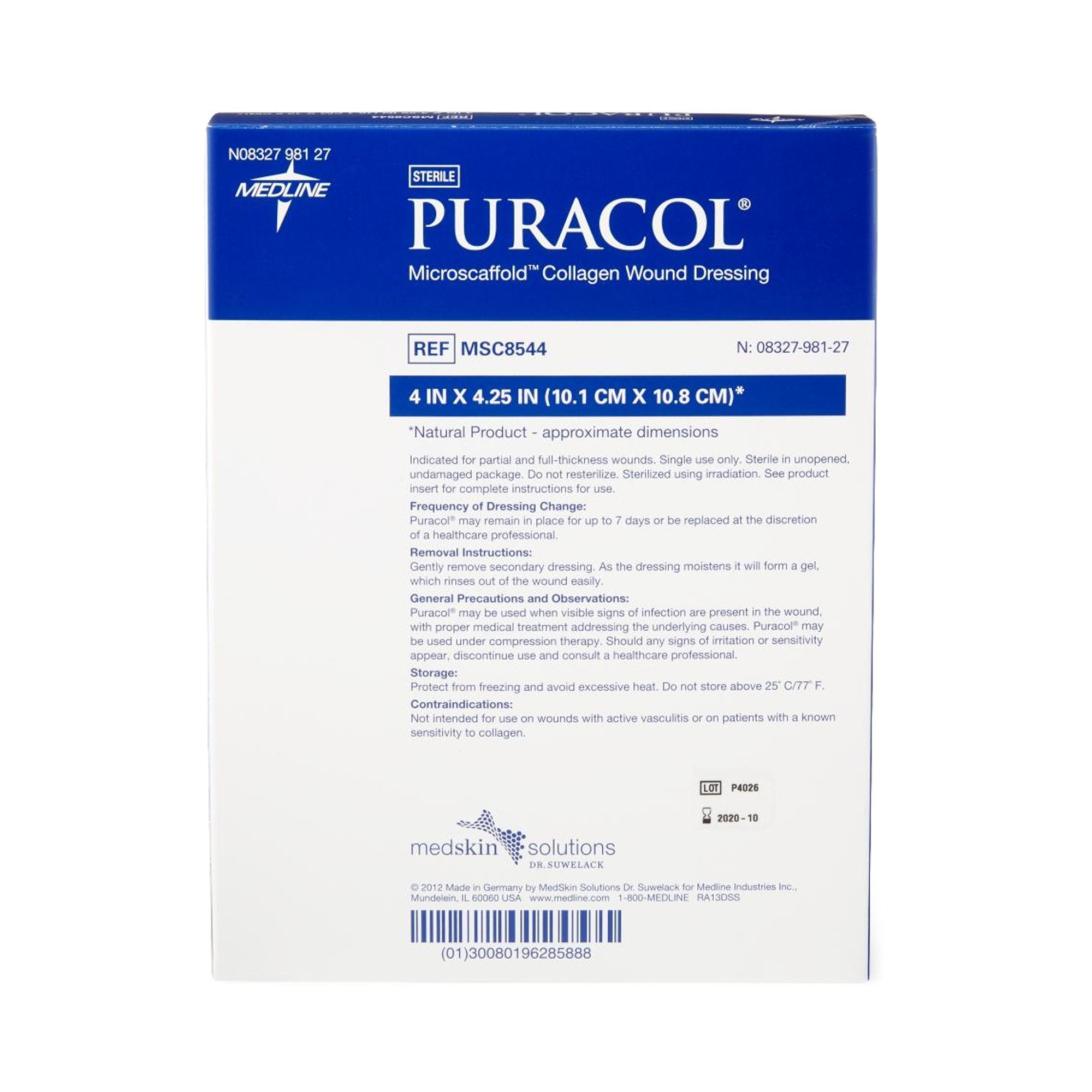 Collagen Dressing Puracol 4 X 4-1/4 Inch Rectangle Sterile, Packaging Type- Case