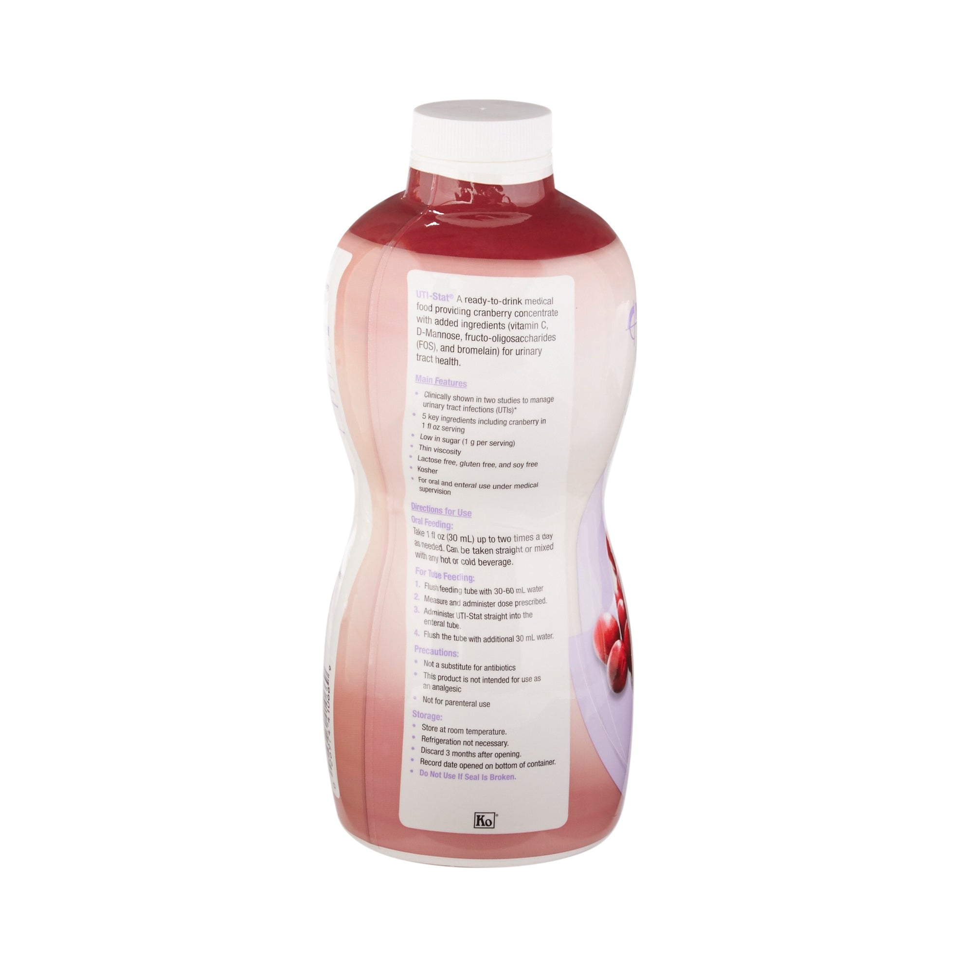 Oral Supplement UTI-Stat Cranberry Flavor Liquid 30 oz. Bottle, Packaging Type- Each