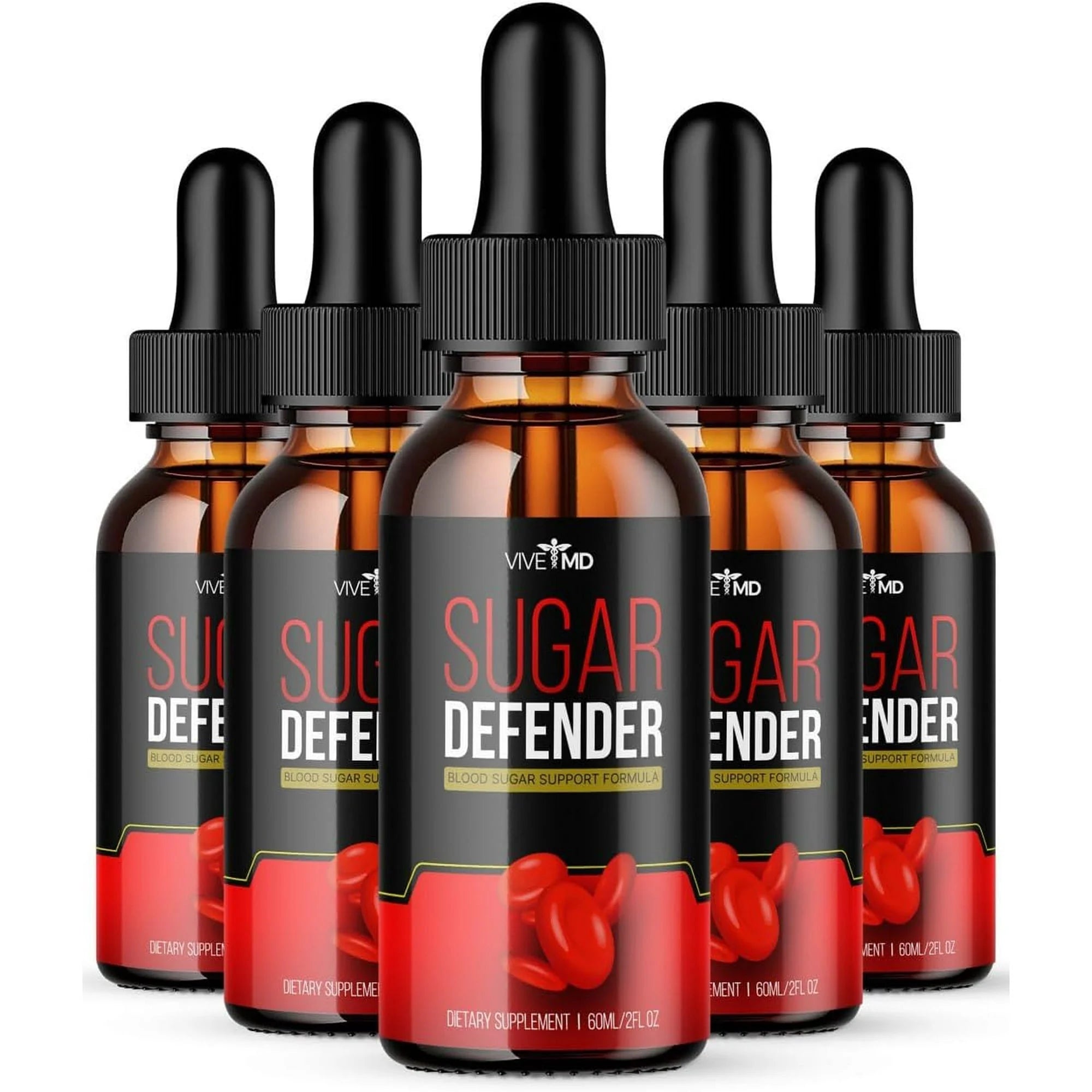 Sugar Defender Drops Official Formula Sugar Defender 24, Sugar Defender Liquid, Maximum Strength Sugar Defender Supplement with Hawthorn Berry Organic, Sugar Defender Reviews (5 Pack)