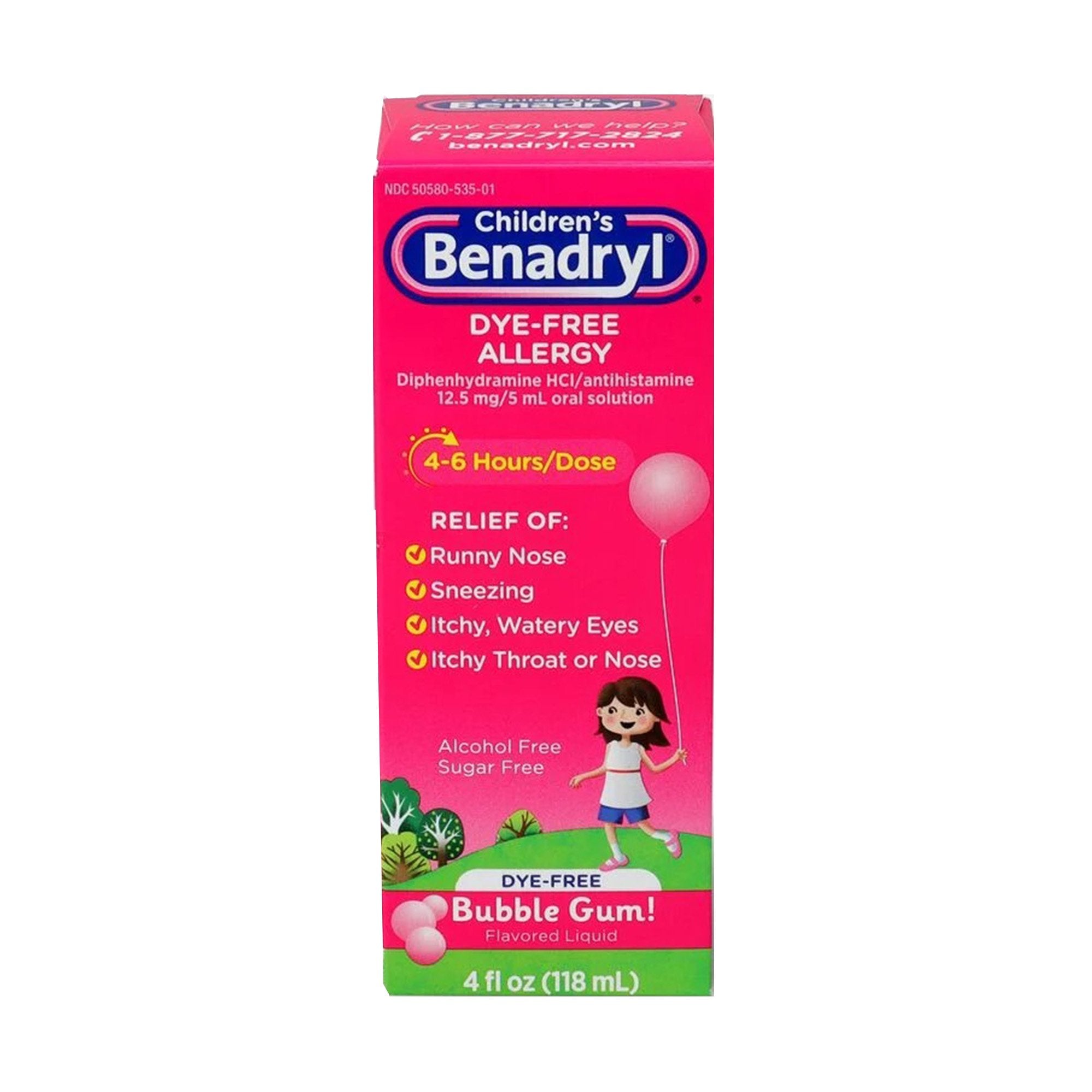 Children's Allergy Relief Children's Benadryl 12.5 mg Strength Liquid 4 oz.,Packaging Type- Each